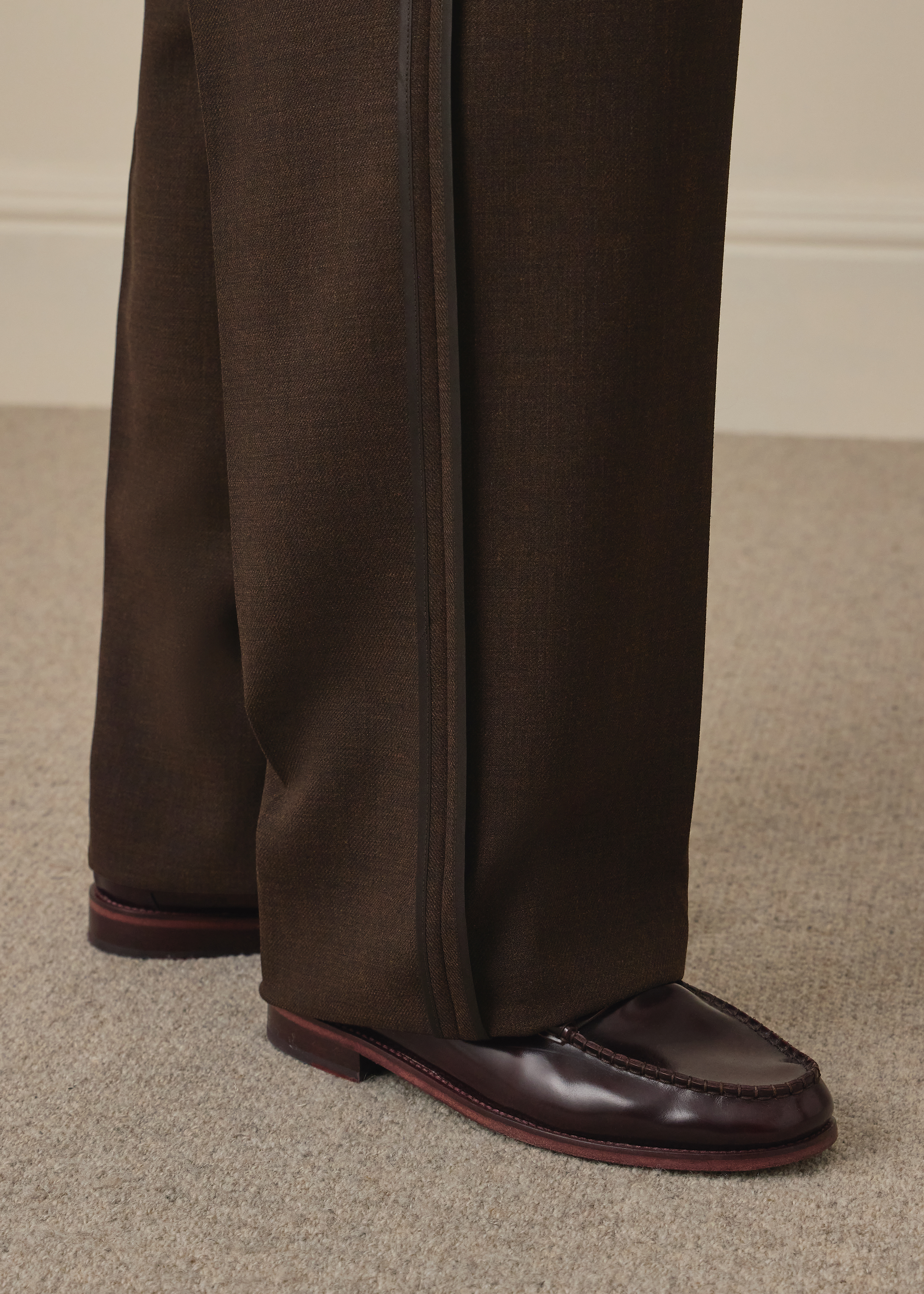 Brown Cordonetto Wool Inside-Out Trousers thumbnail 5