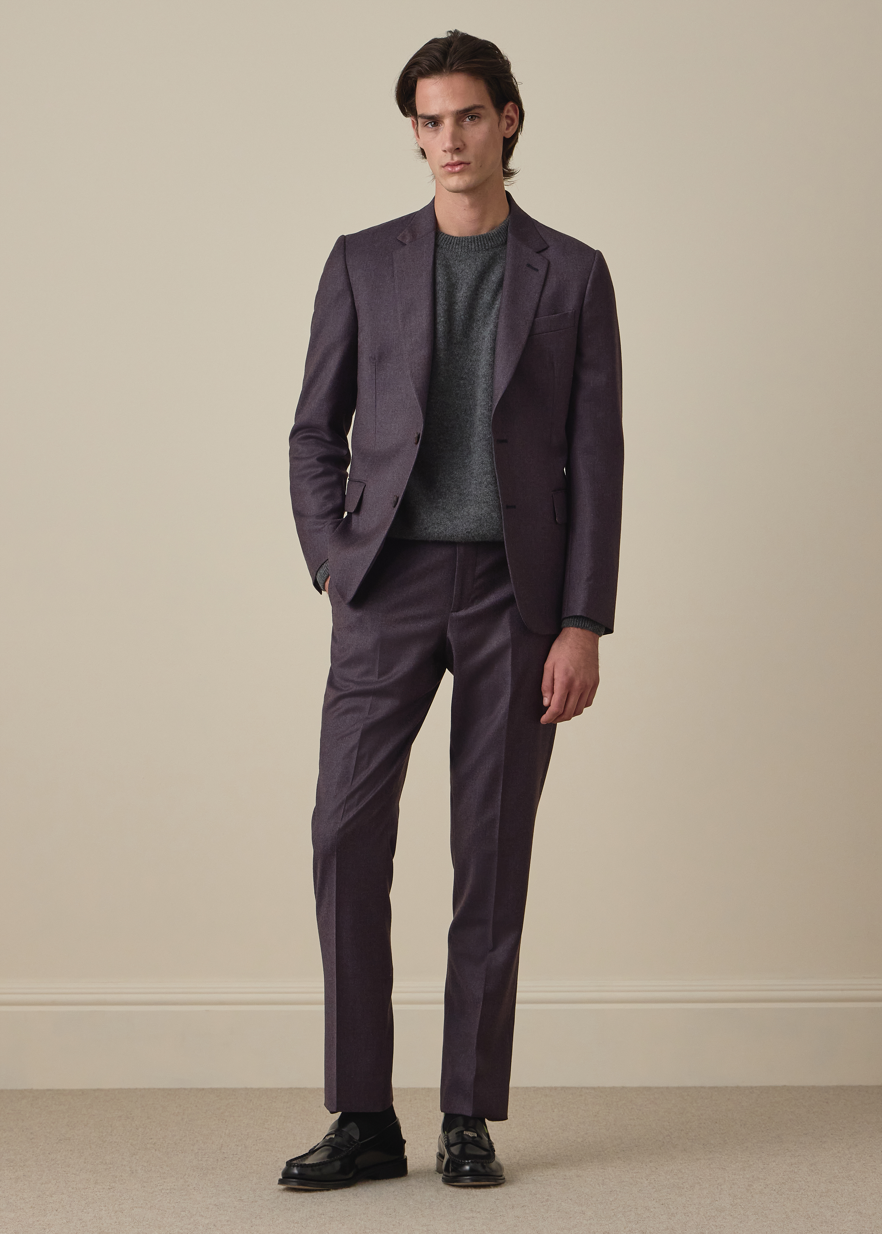 The Soho - Tailored-Fit Blue Grey Wool-Cashmere Flannel Blazer thumbnail 7