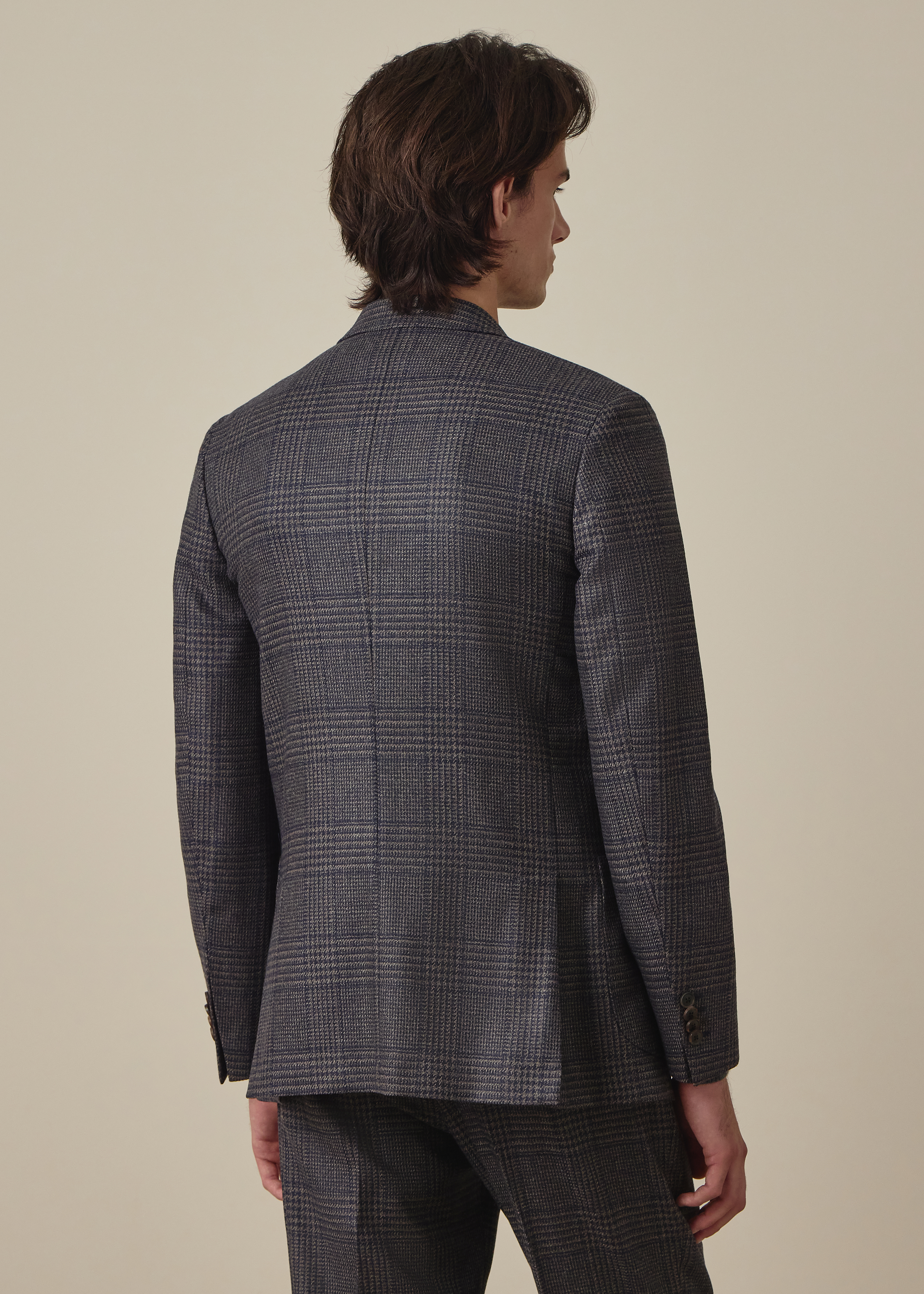 Navy and Brown 'Dream Tweed' Wool-Silk Blazer thumbnail 4
