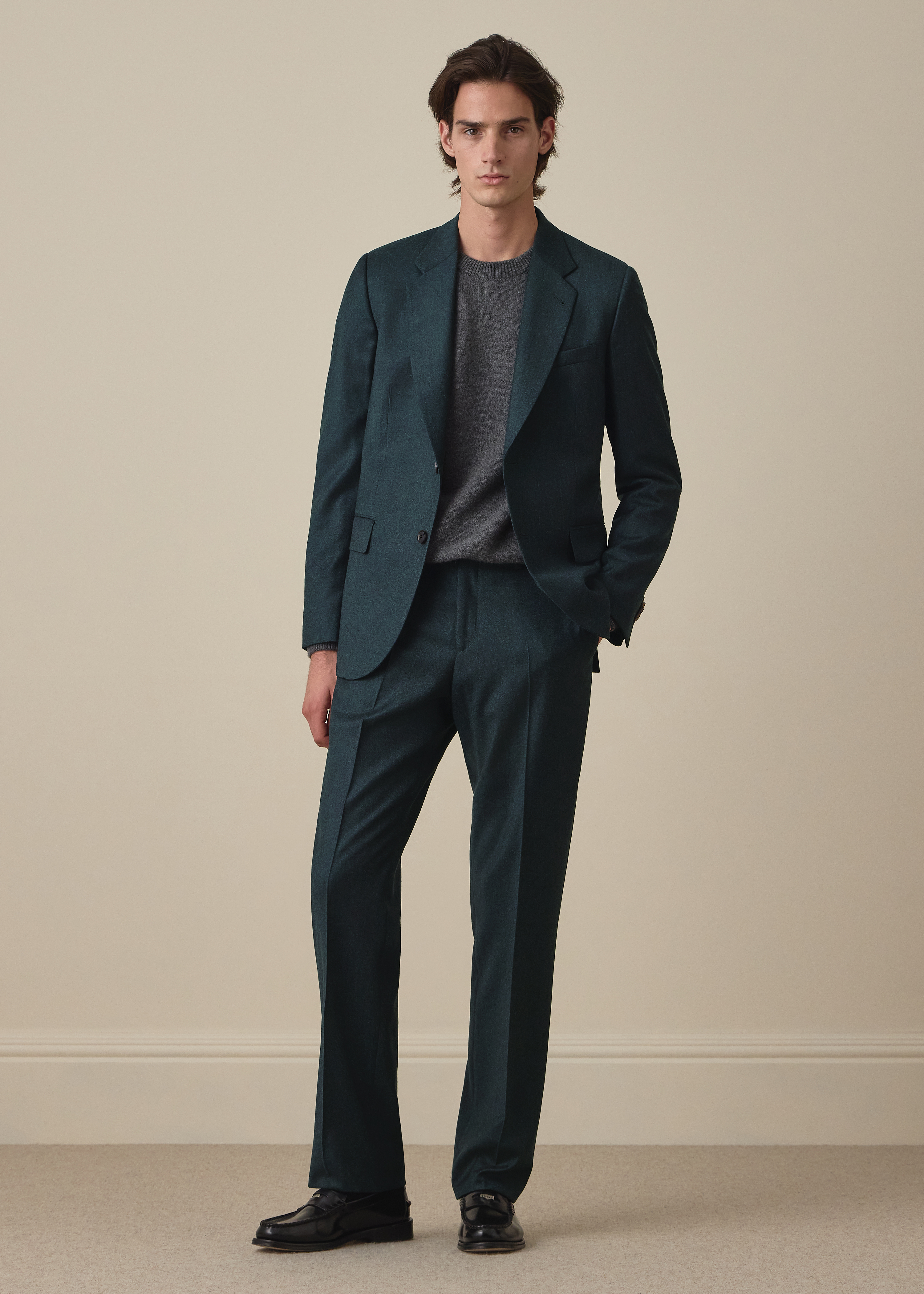 The Westbourne - Dark Teal Green Wool-Cashmere Flannel Blazer thumbnail 7