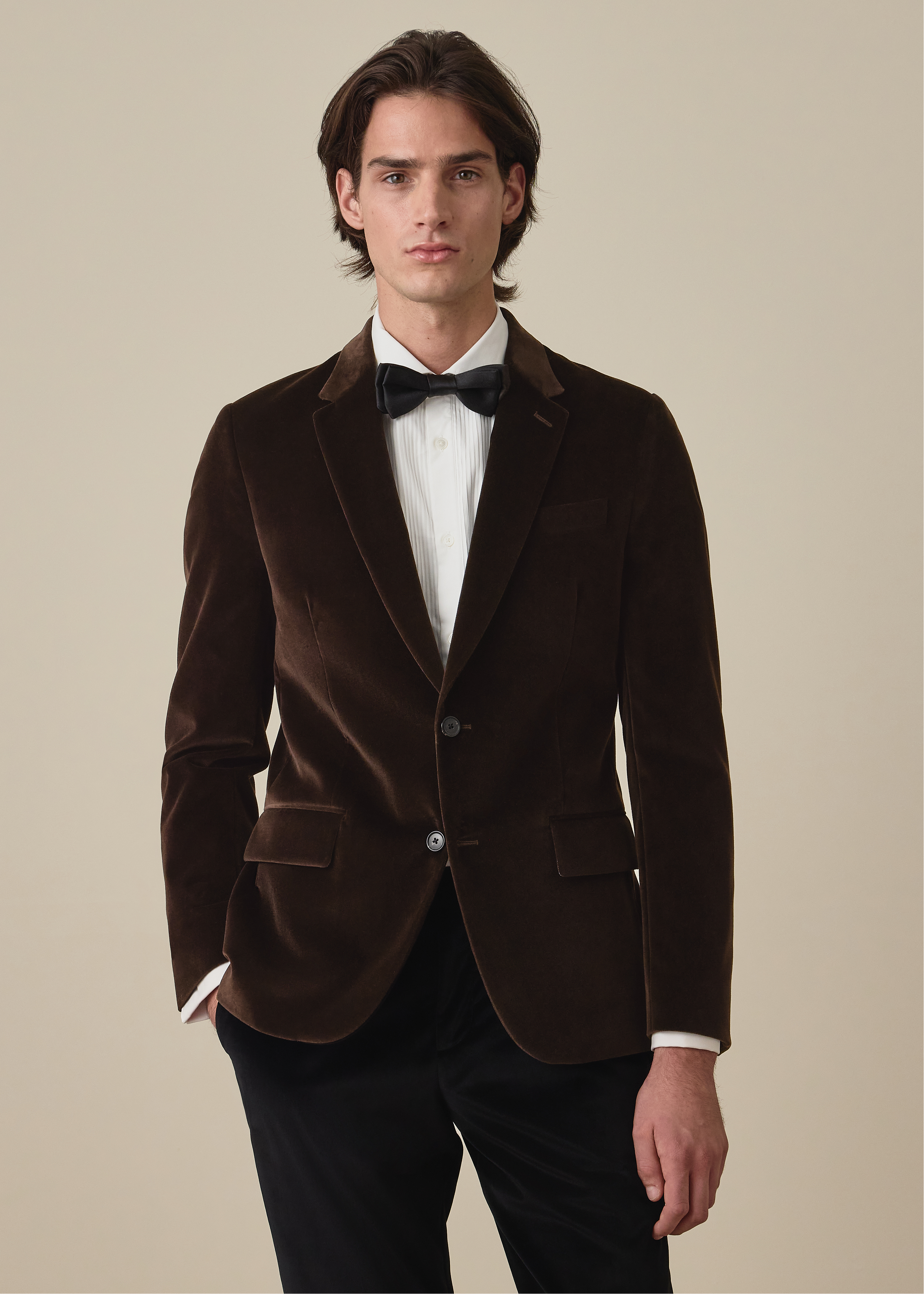The Soho - Tailored-Fit Brown Velvet Blazer thumbnail 2