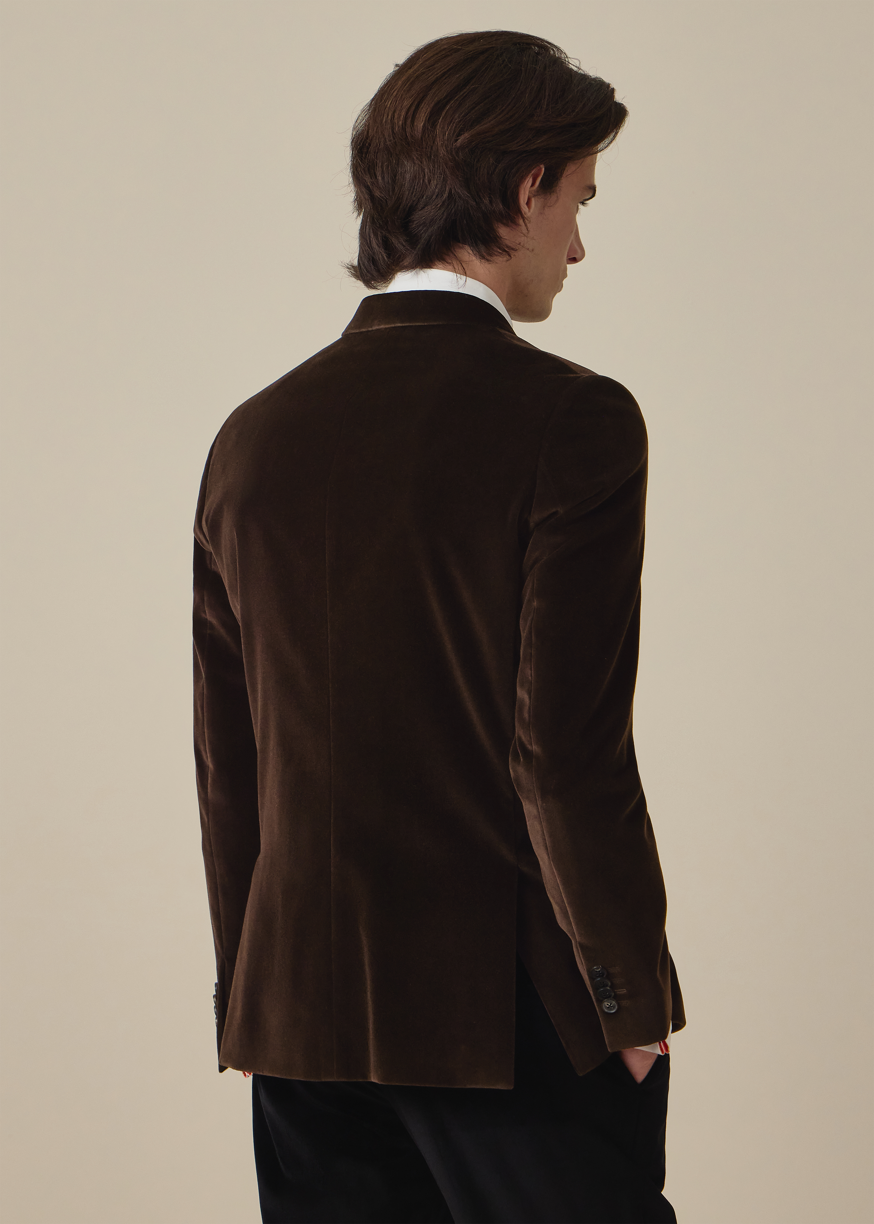 The Soho - Tailored-Fit Brown Velvet Blazer thumbnail 4
