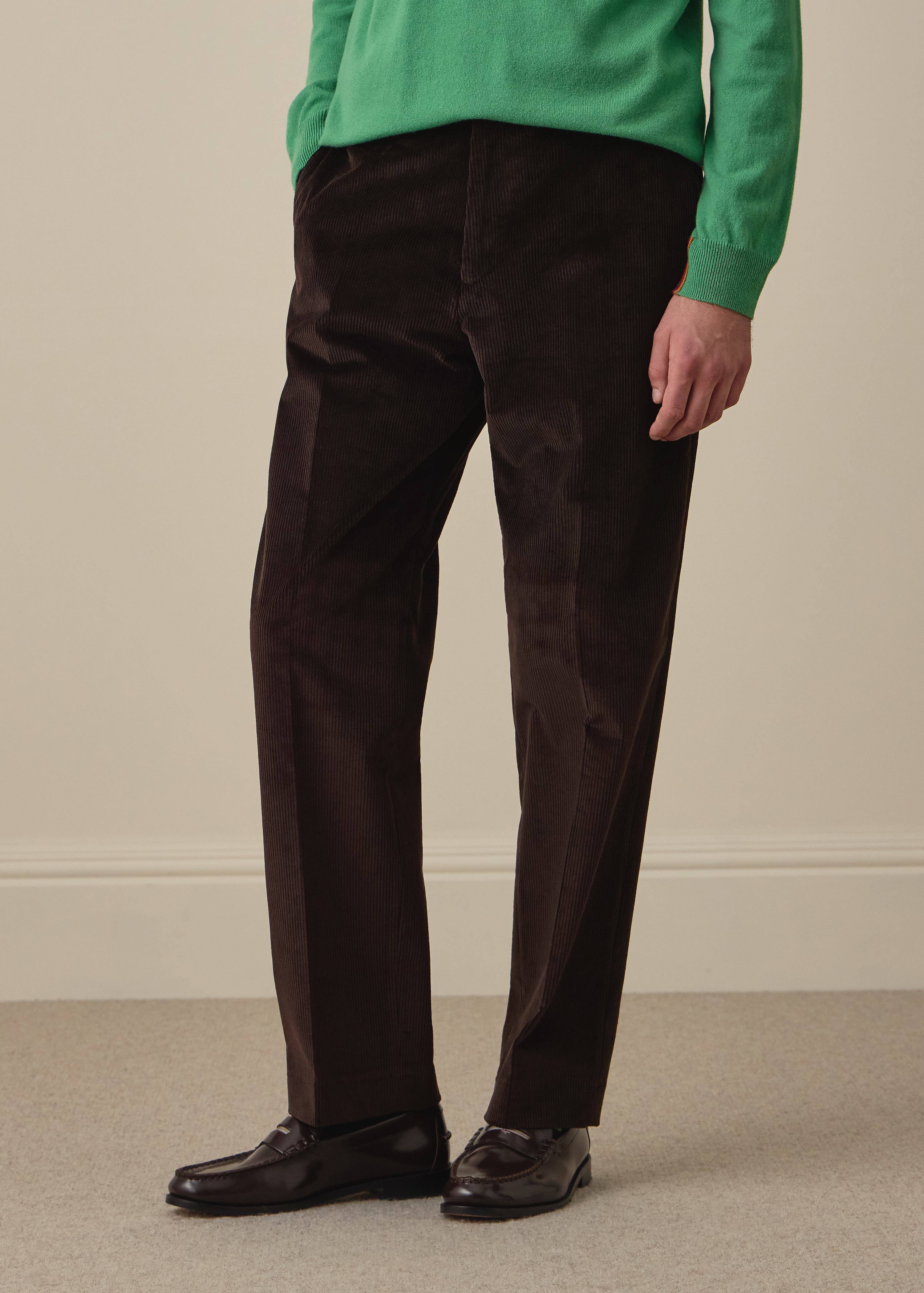 Relaxed-Fit Dark Brown Corduroy Trousers thumbnail 2