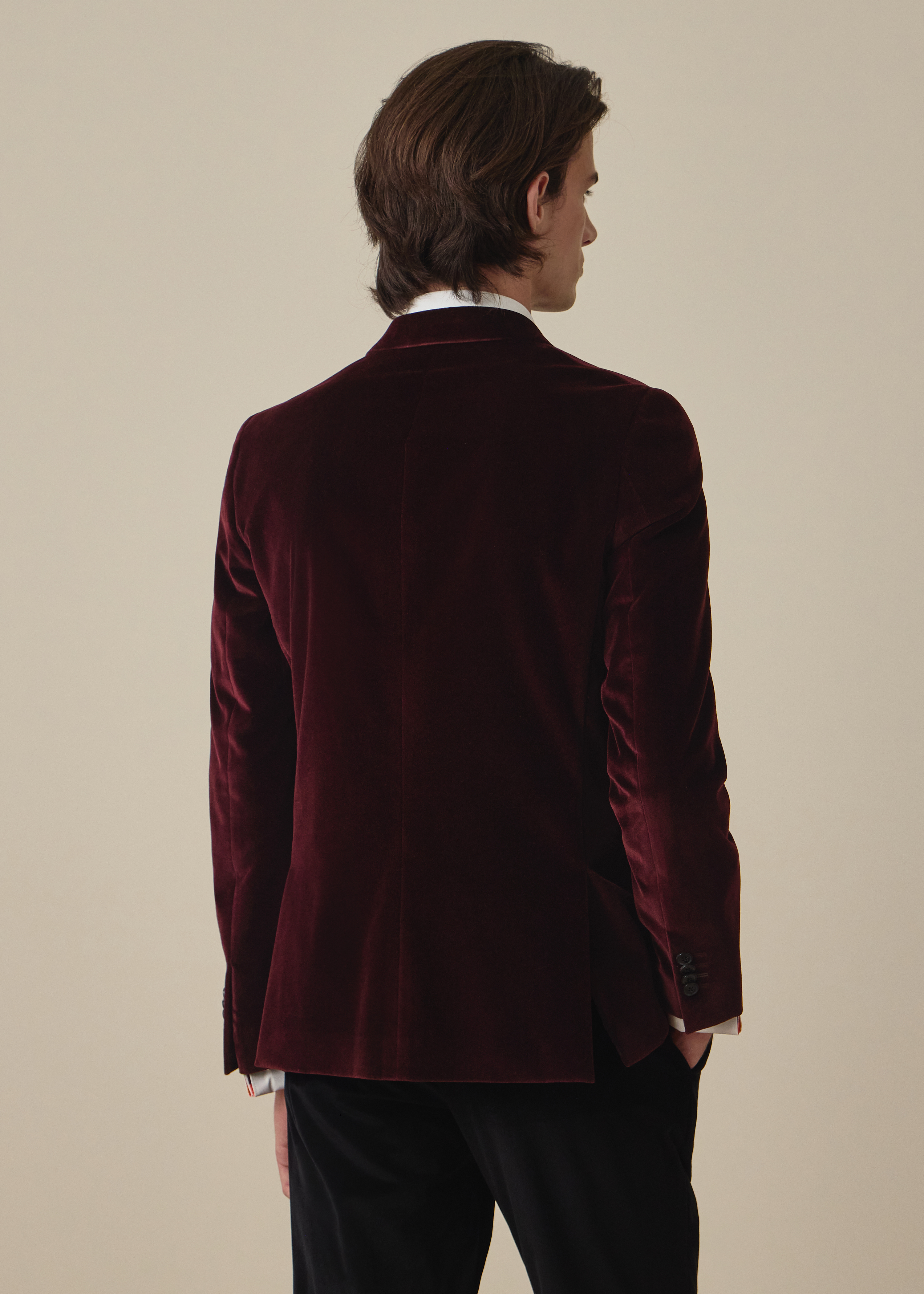The Soho - Tailored-Fit Burgundy Velvet Blazer thumbnail 4