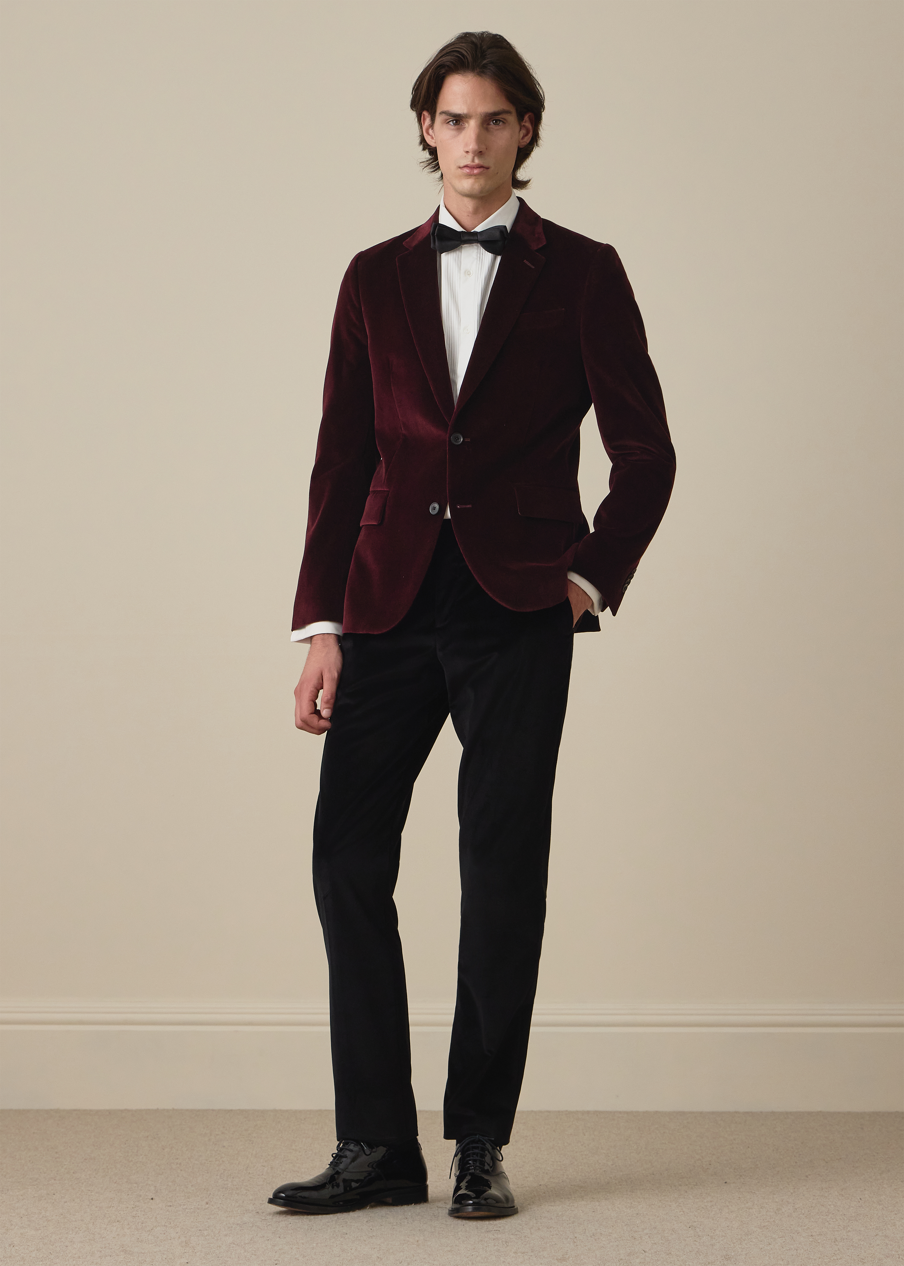 The Soho - Tailored-Fit Burgundy Velvet Blazer thumbnail 7