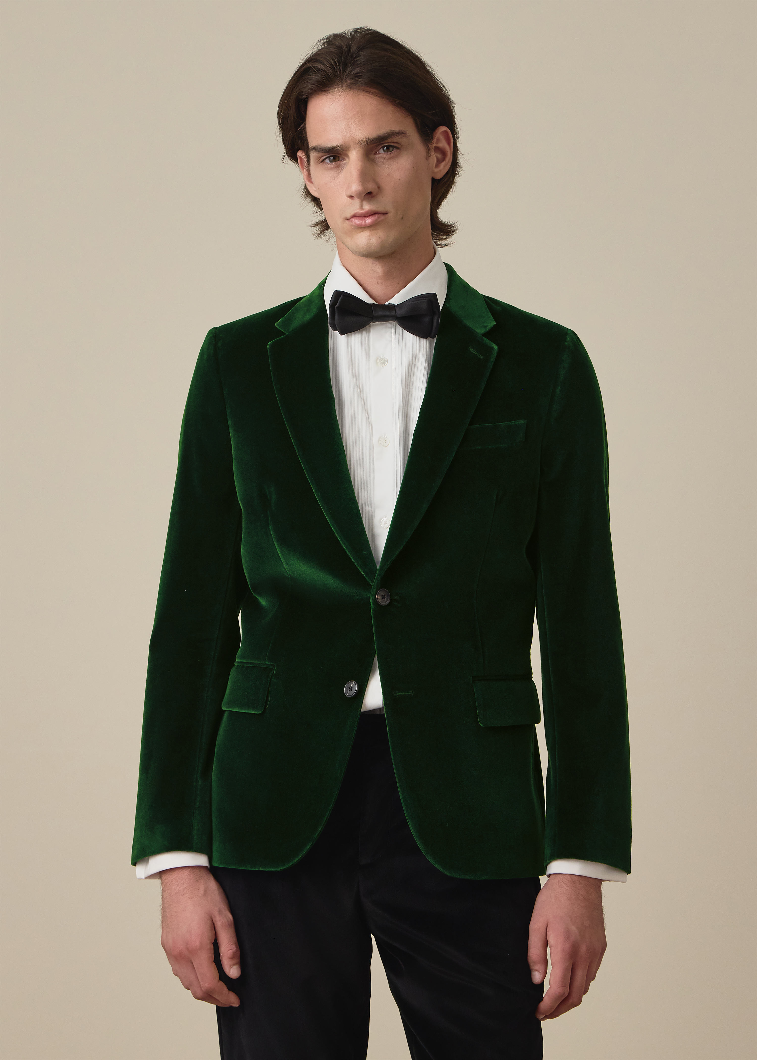 The Soho - Tailored-Fit Dark Emerald Velvet Blazer thumbnail 2