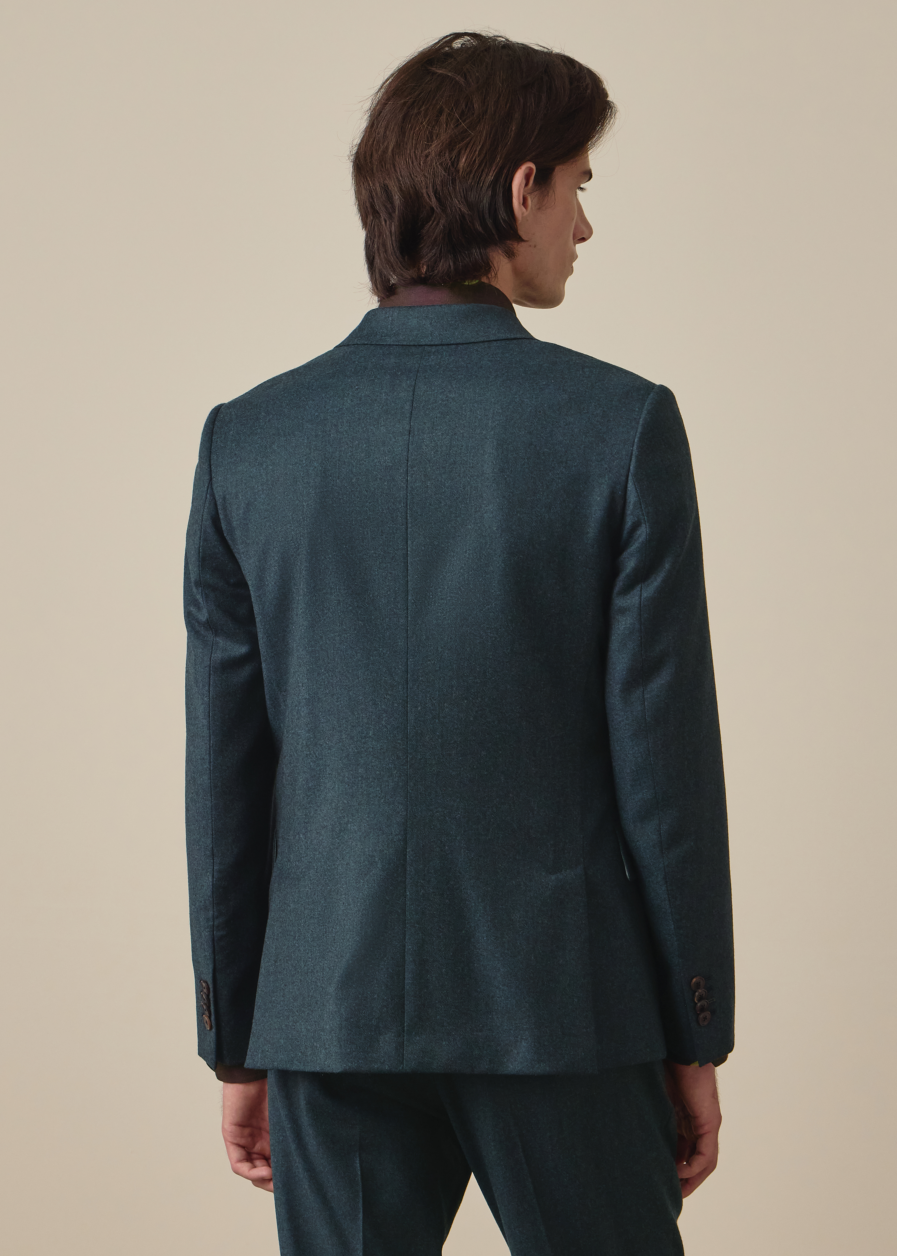 The Soho - Tailored-Fit Teal Green Wool-Cashmere Flannel Blazer thumbnail 4