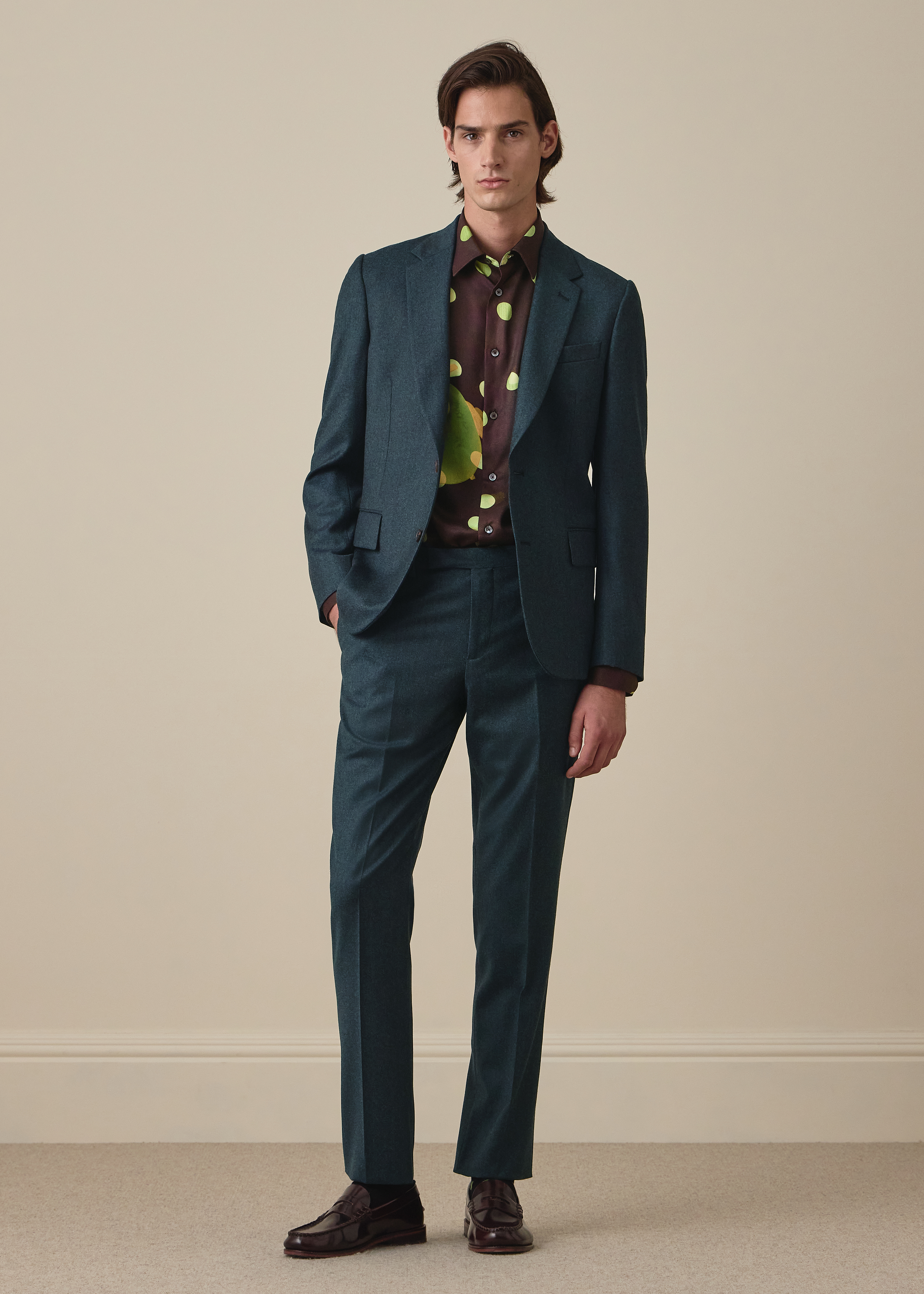 The Soho - Tailored-Fit Teal Green Wool-Cashmere Flannel Blazer thumbnail 6