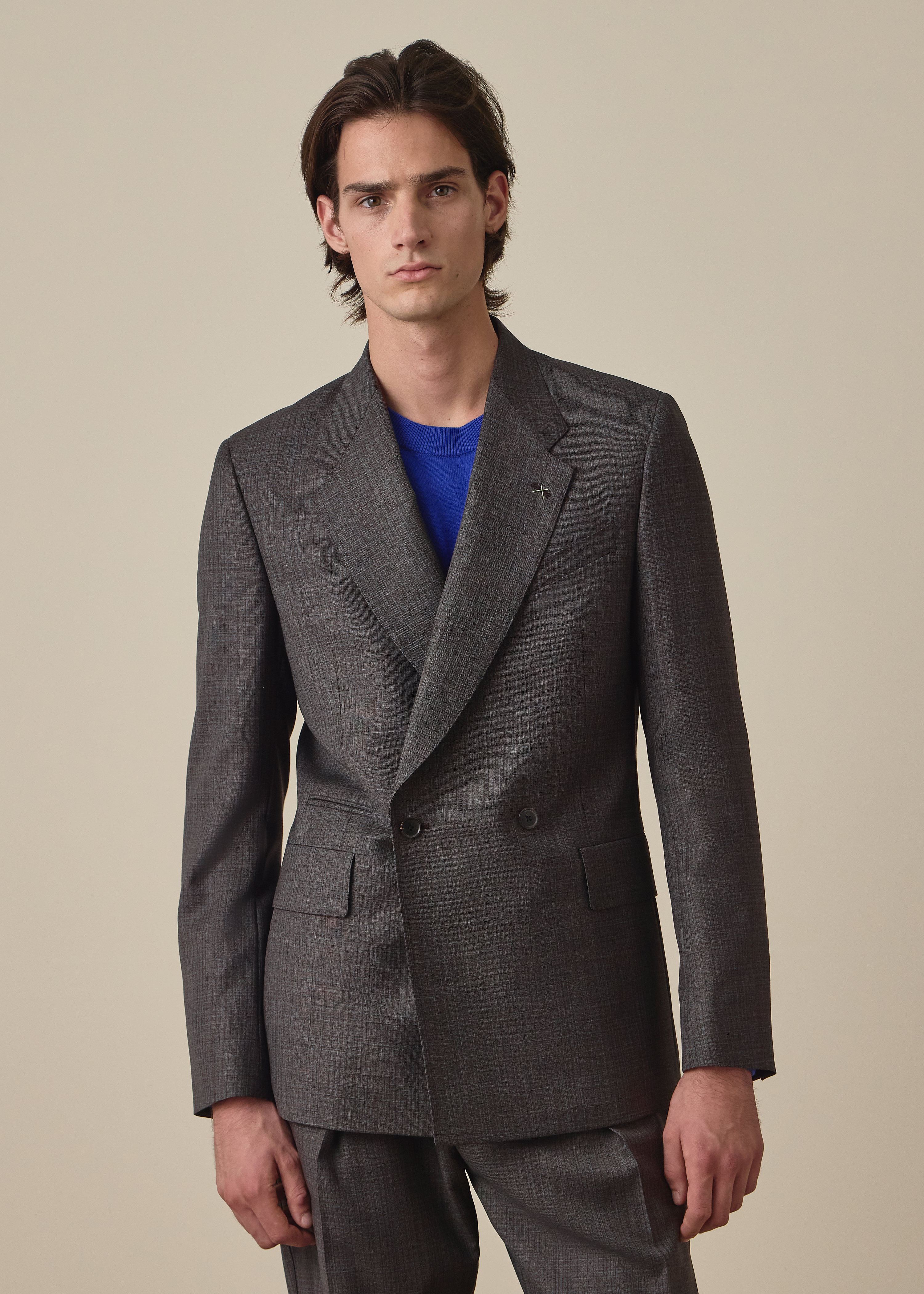 Charcoal Sharkskin Check Double-Breasted Blazer thumbnail 2