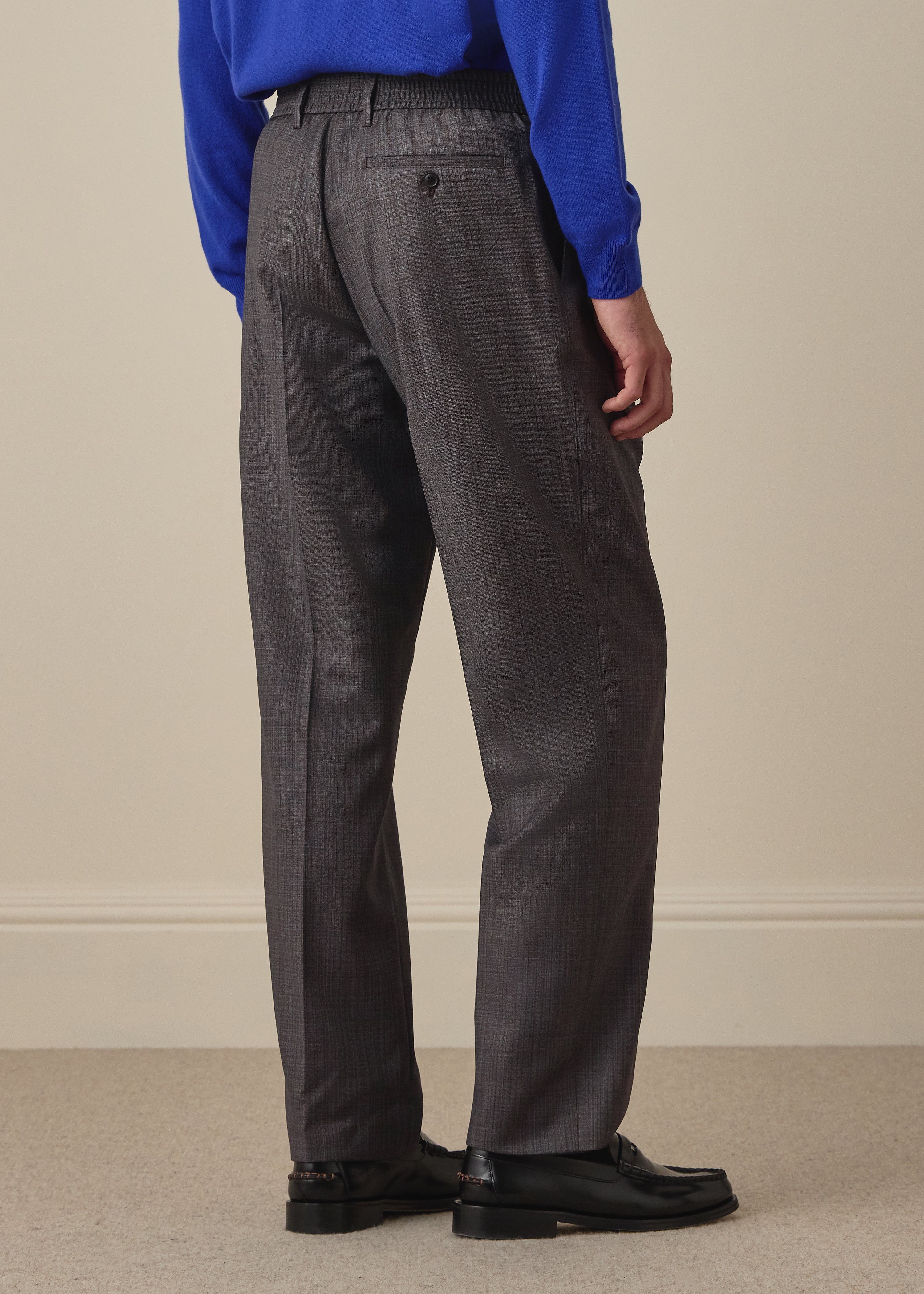 Charcoal Sharkskin Check Wool Trousers thumbnail 4