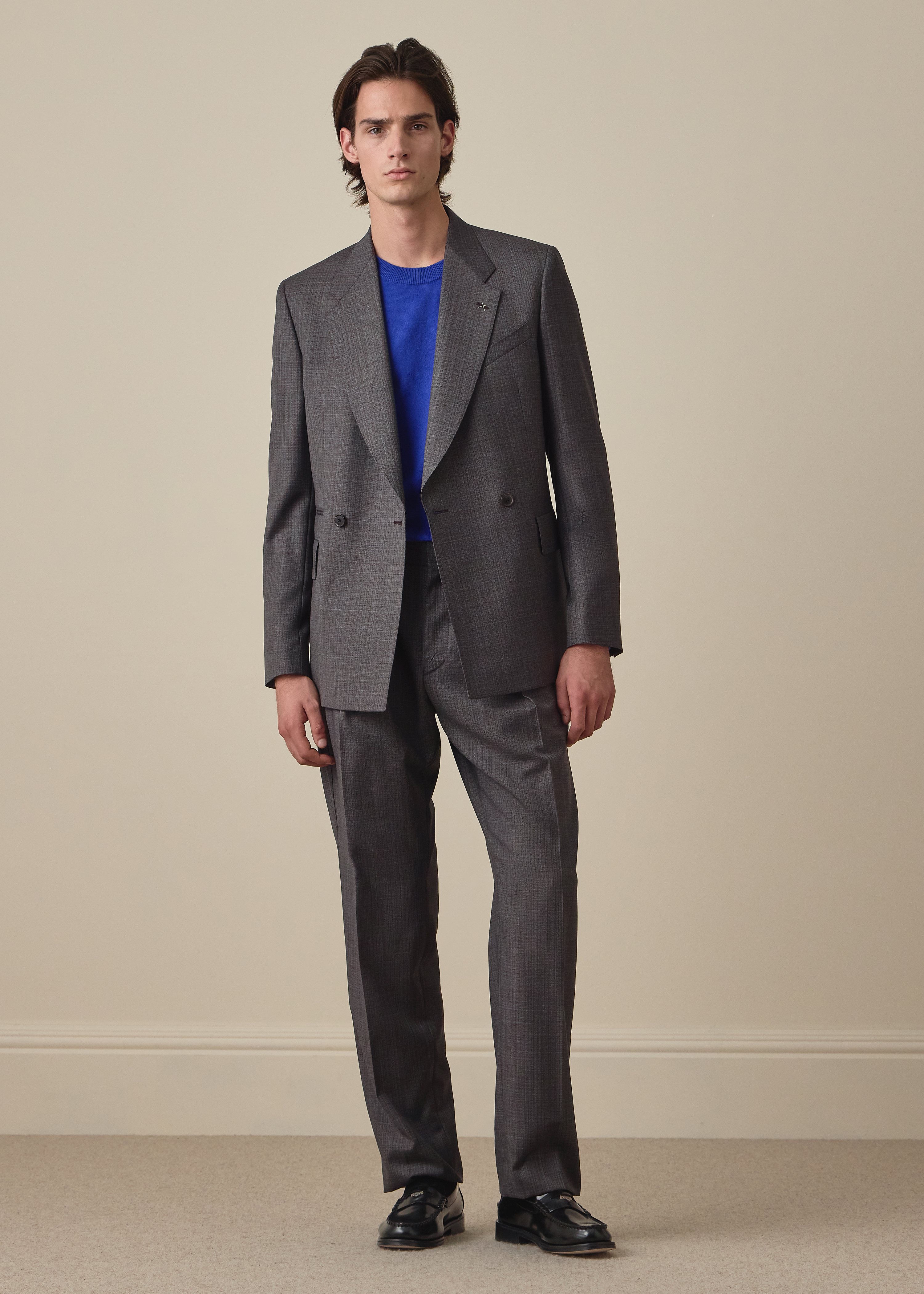 Charcoal Sharkskin Check Wool Trousers thumbnail 7