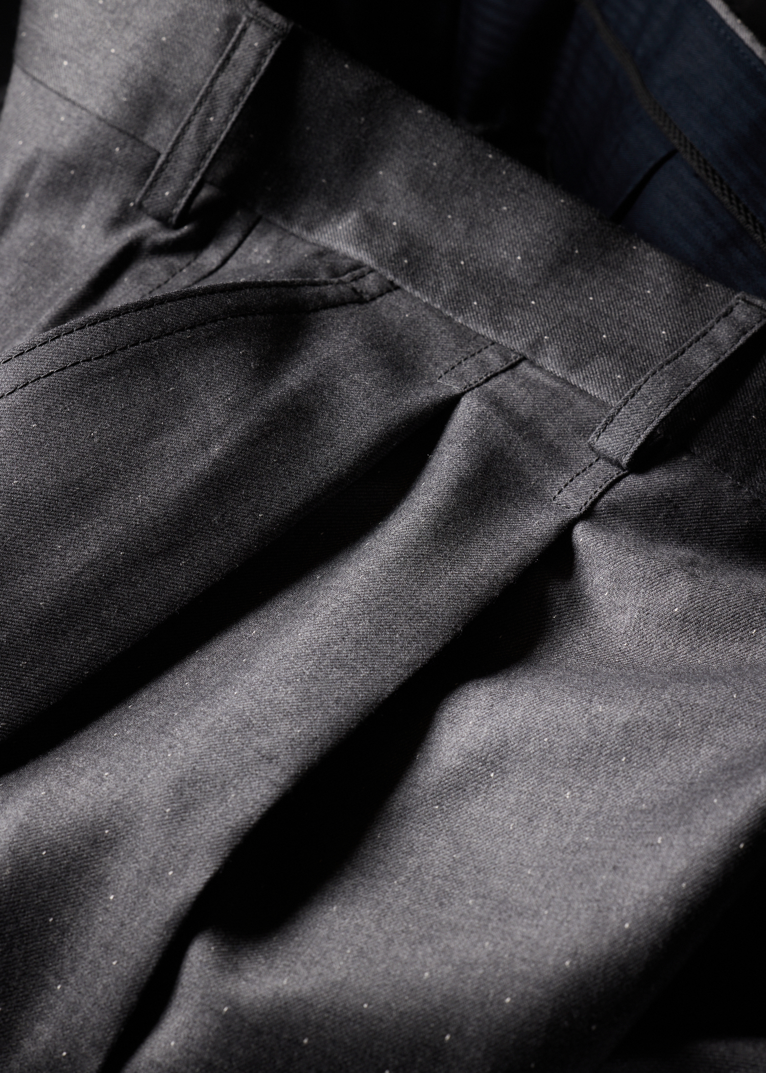Grey Pin-Dot Wool Pleated Trousers thumbnail 3