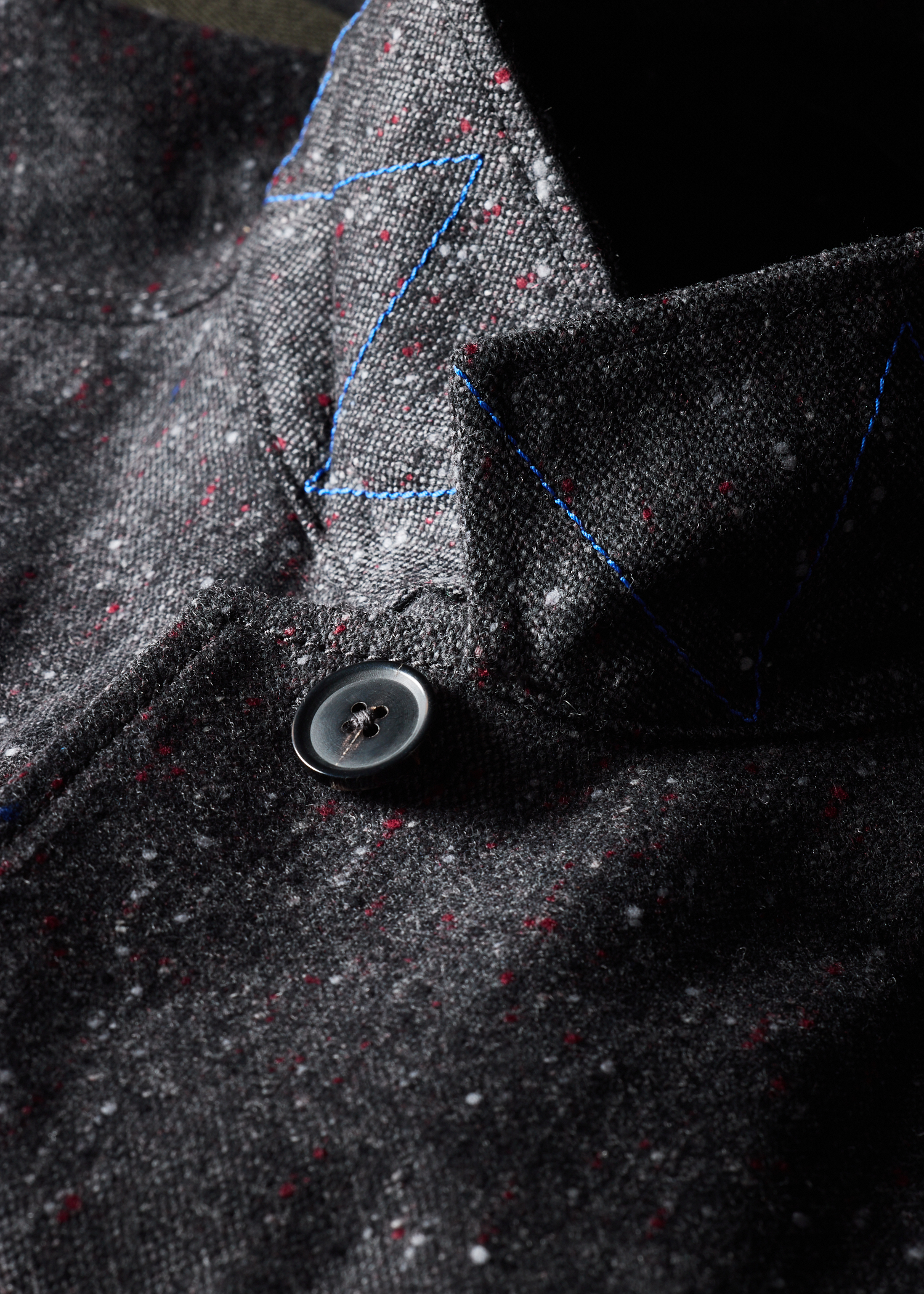 Dark Grey Donegal Wool Vest Jacket thumbnail 6