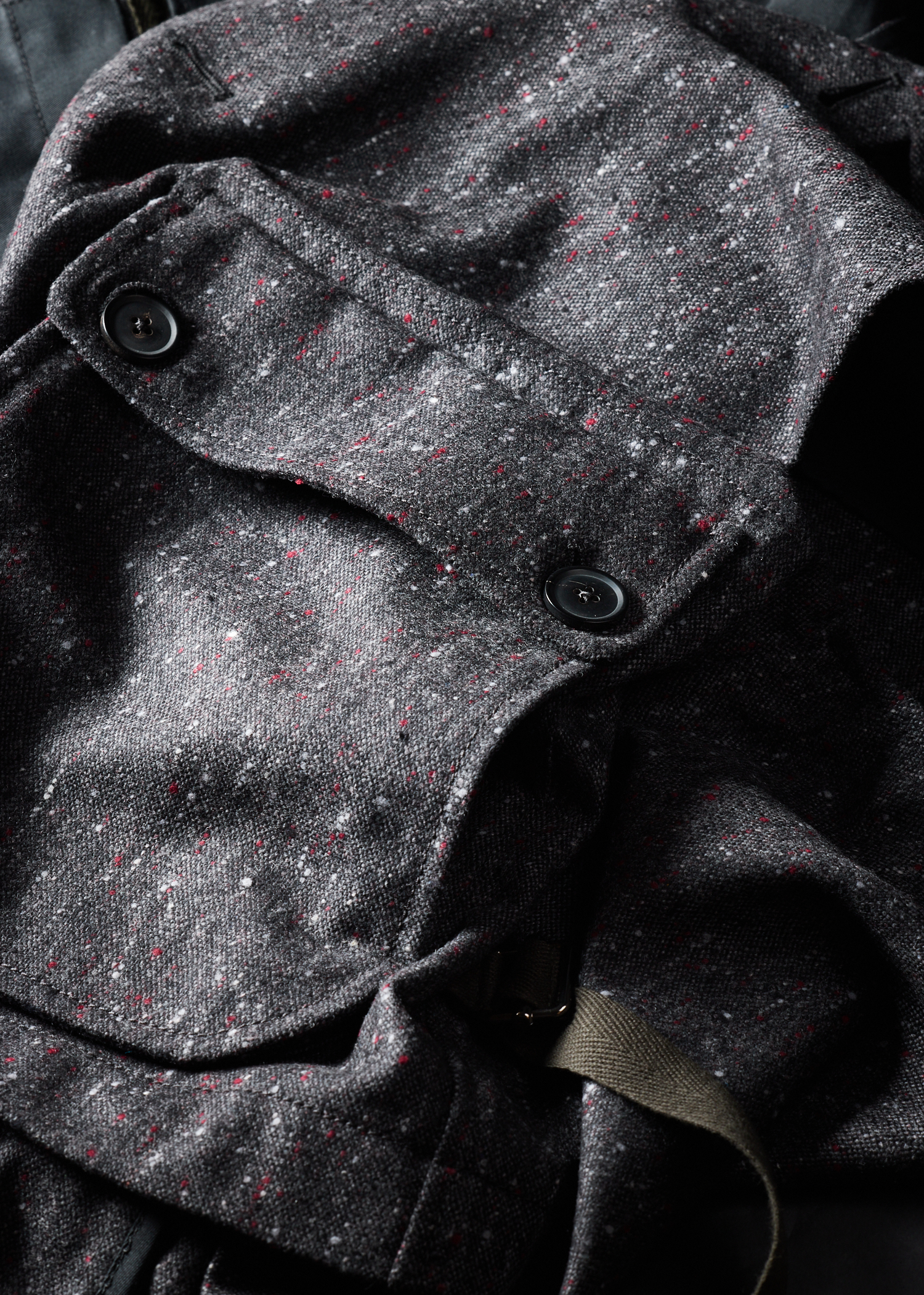 Dark Grey Donegal Wool Vest Jacket thumbnail 3
