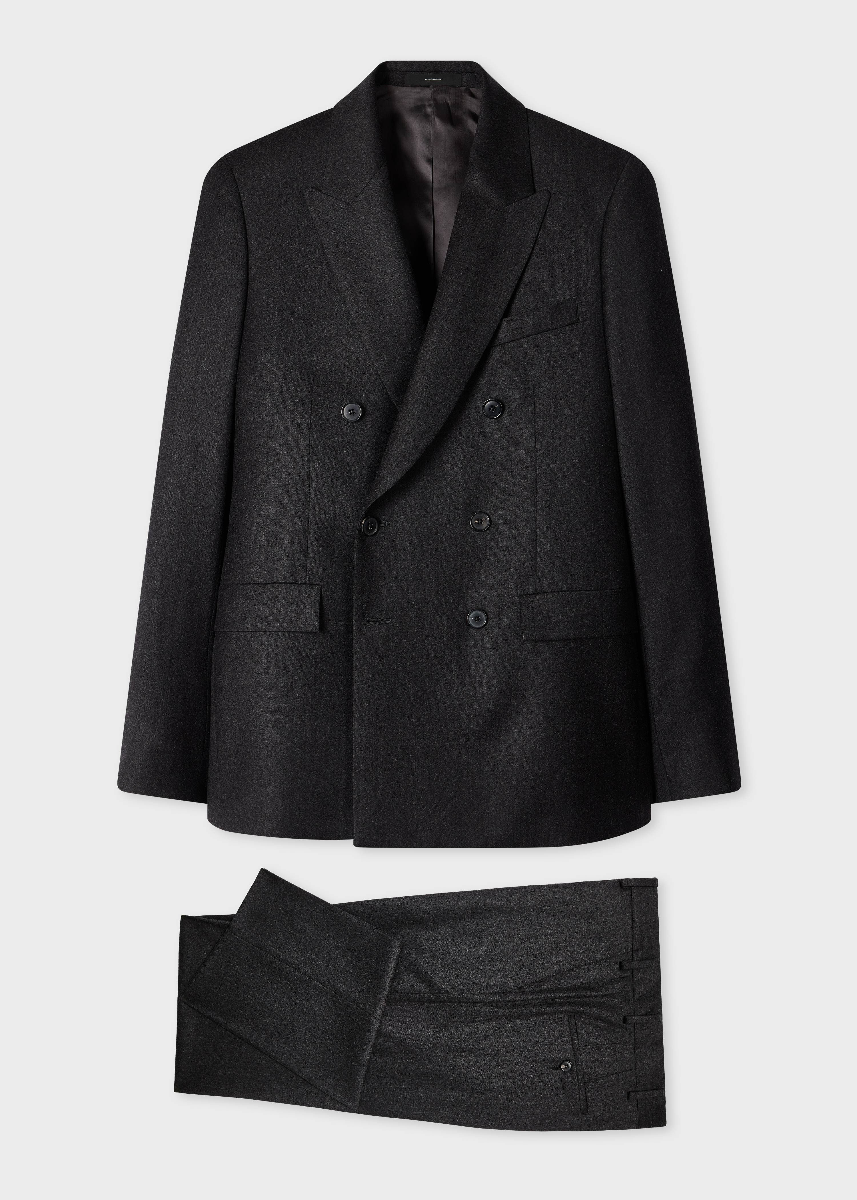 Charcoal Wool-Cashmere Flannel Double-Breasted Two-Piece Suit primary image
