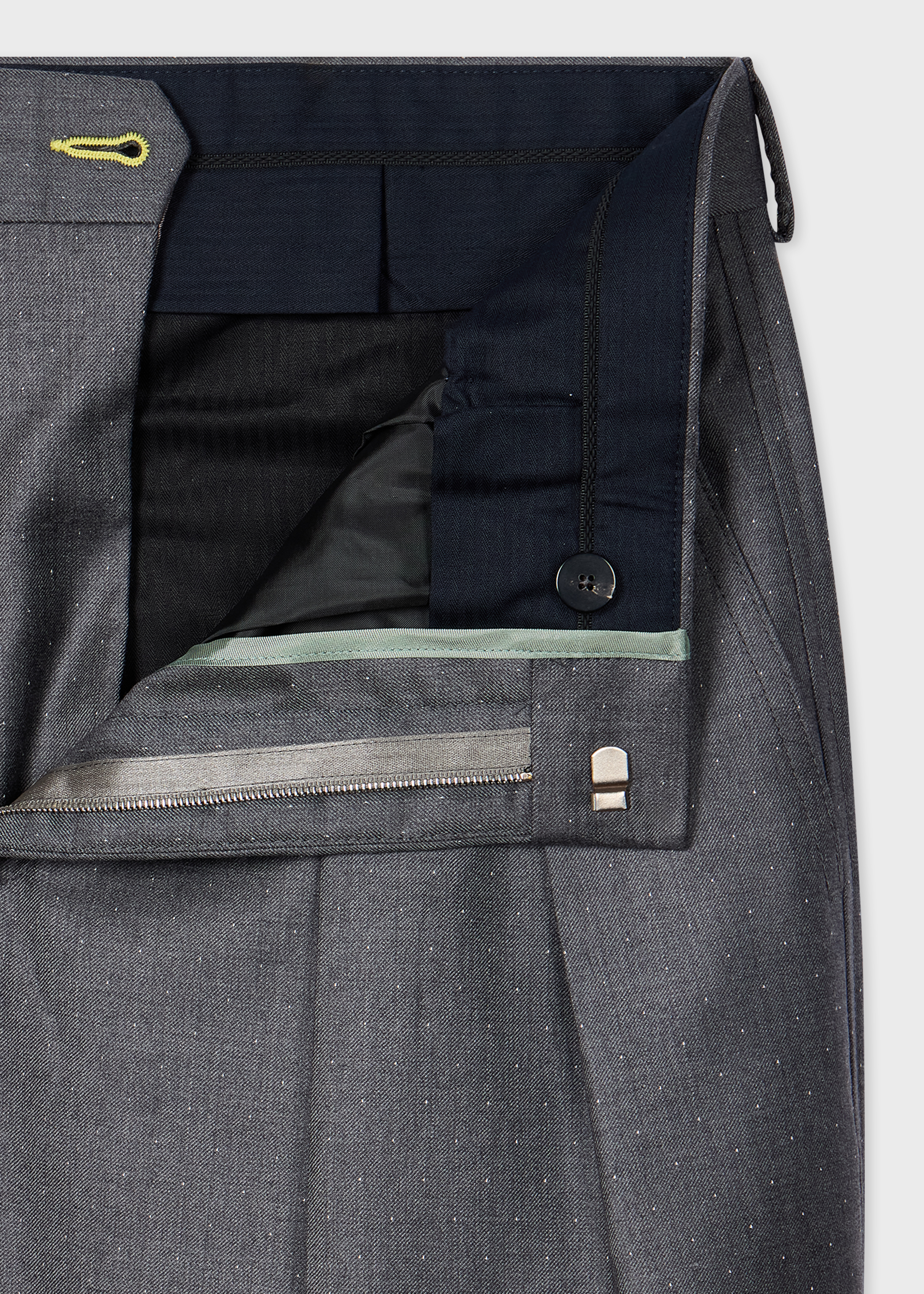 Grey Pin-Dot Wool Pleated Trousers thumbnail 5