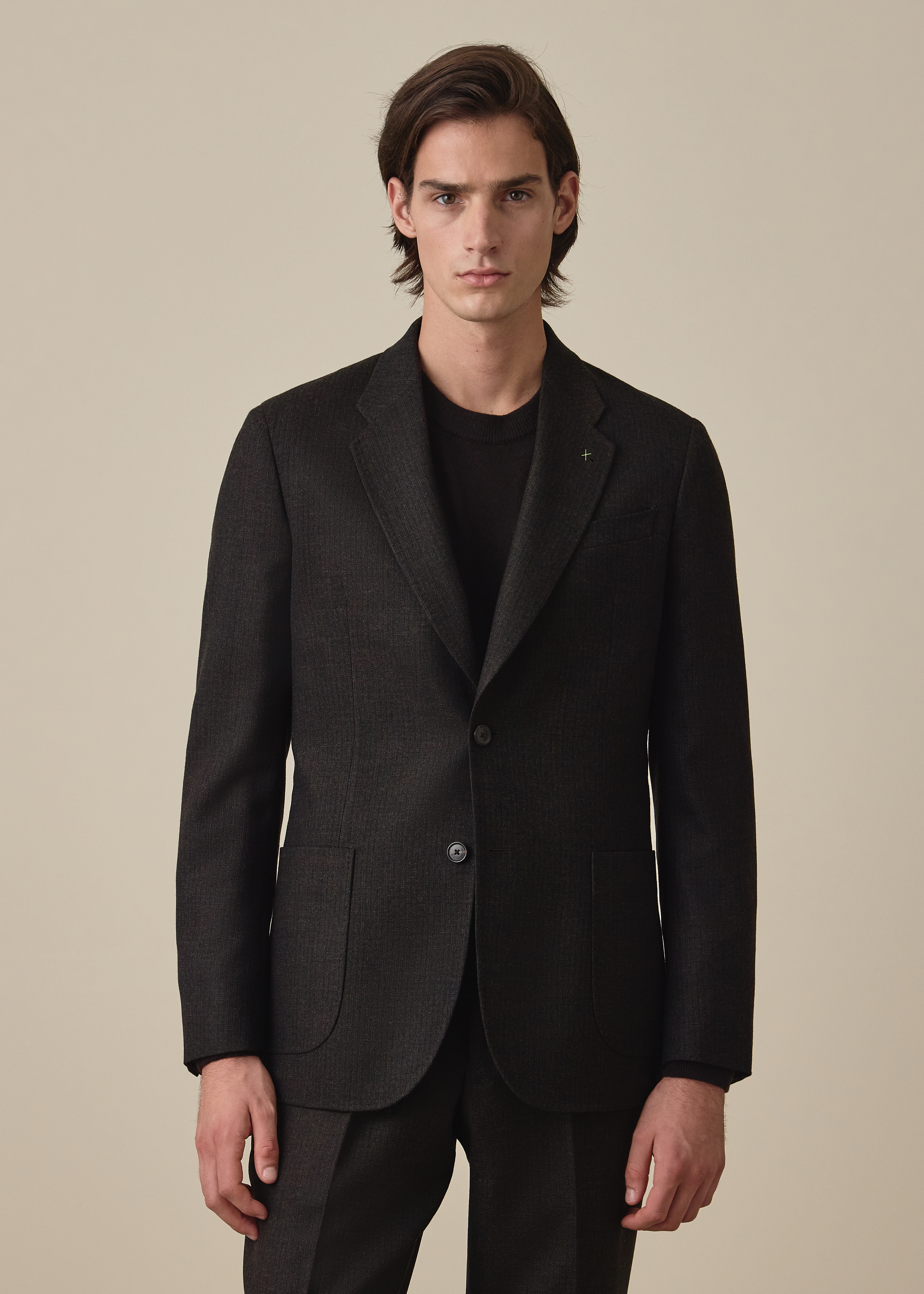 Navy Wool-Cashmere Patch-Pocket Blazer thumbnail 2
