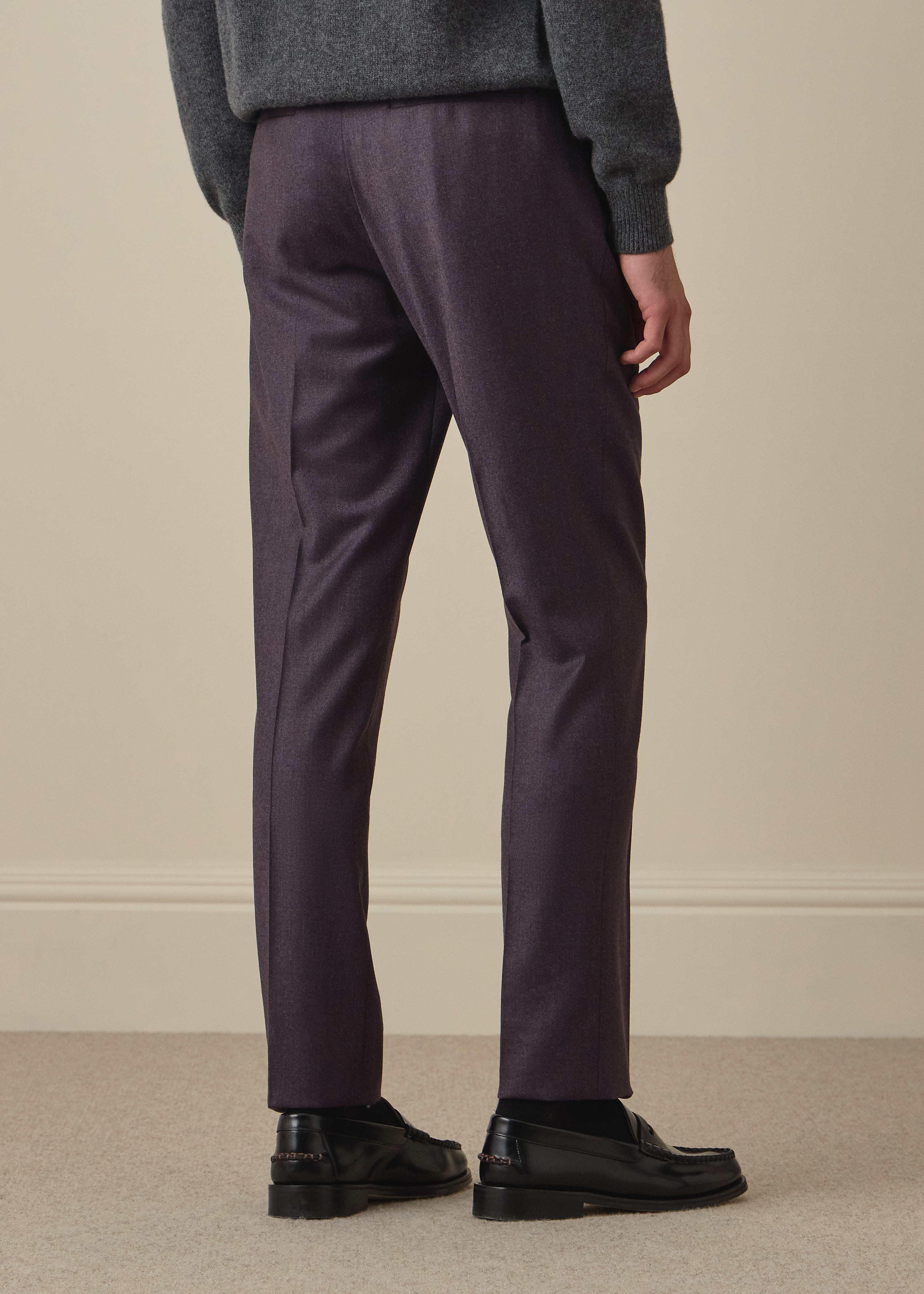 Slim-Fit Blue Grey Wool-Cashmere Flannel Trousers thumbnail 4