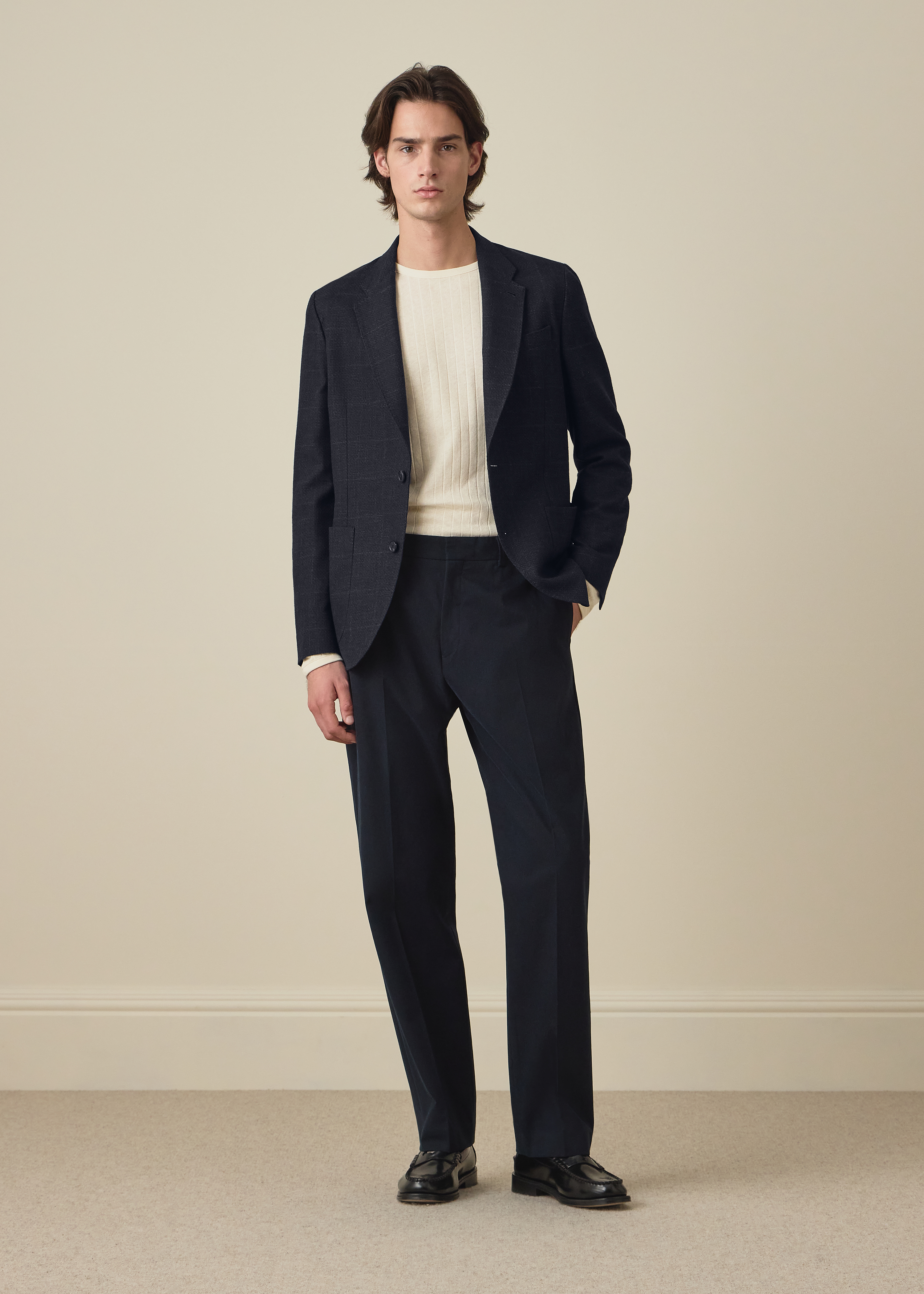 Navy Check Wool Patch-Pocket Buggy-Lined Blazer thumbnail 9