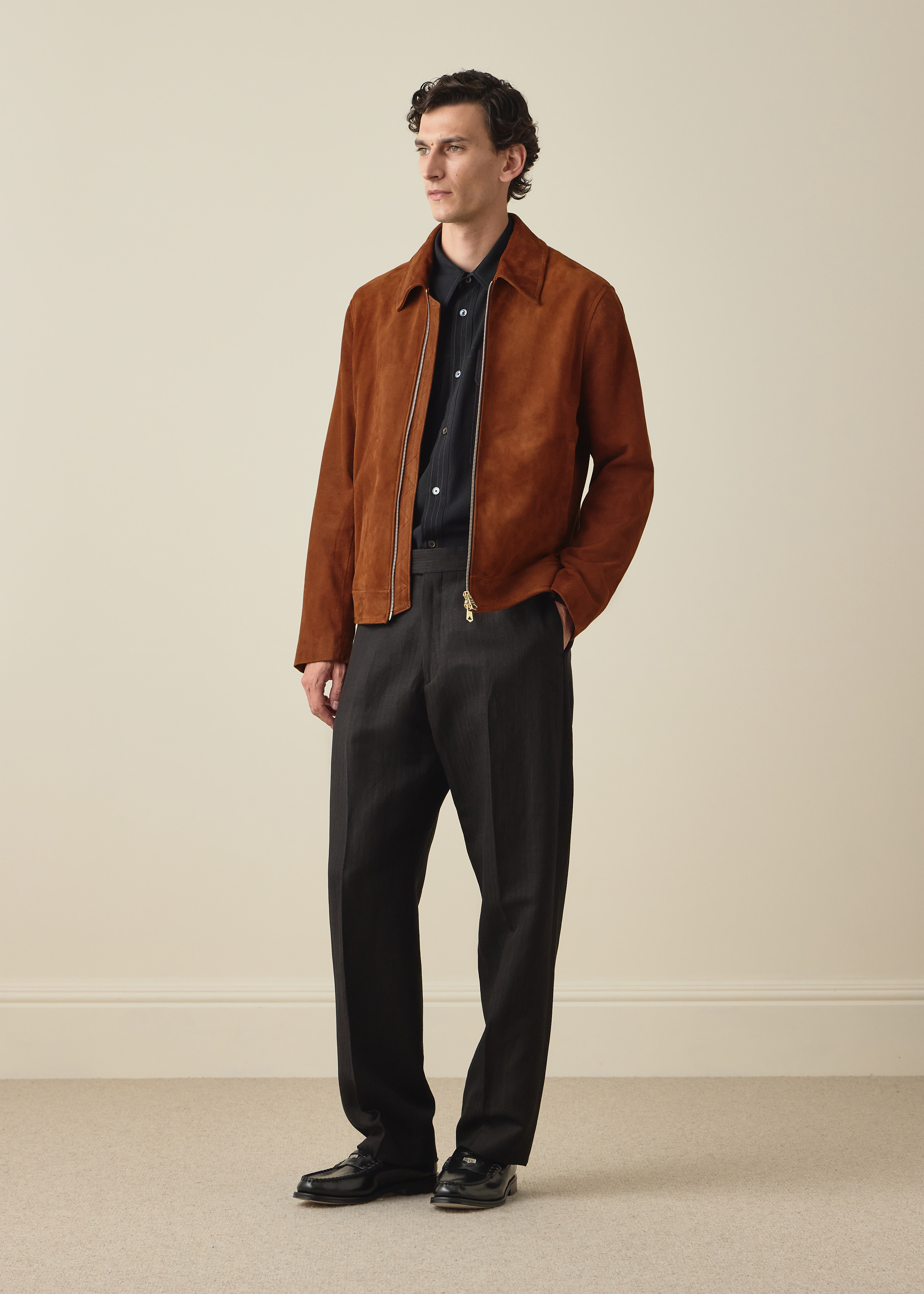 Black Linen and Wool-Blend Textured Twill Trousers thumbnail 8