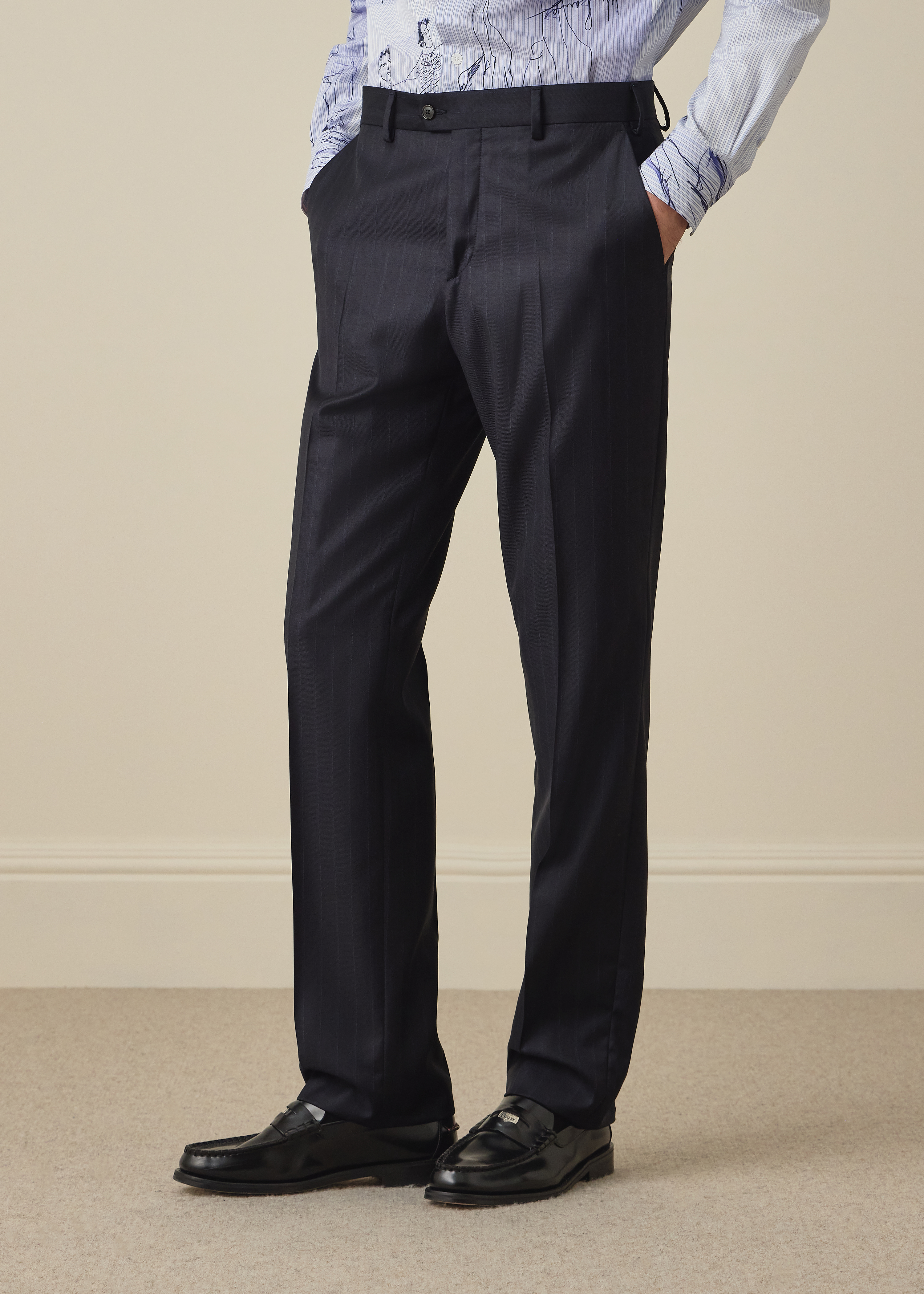 The Westbourne - Dark Navy Pinstripe Trousers thumbnail 2