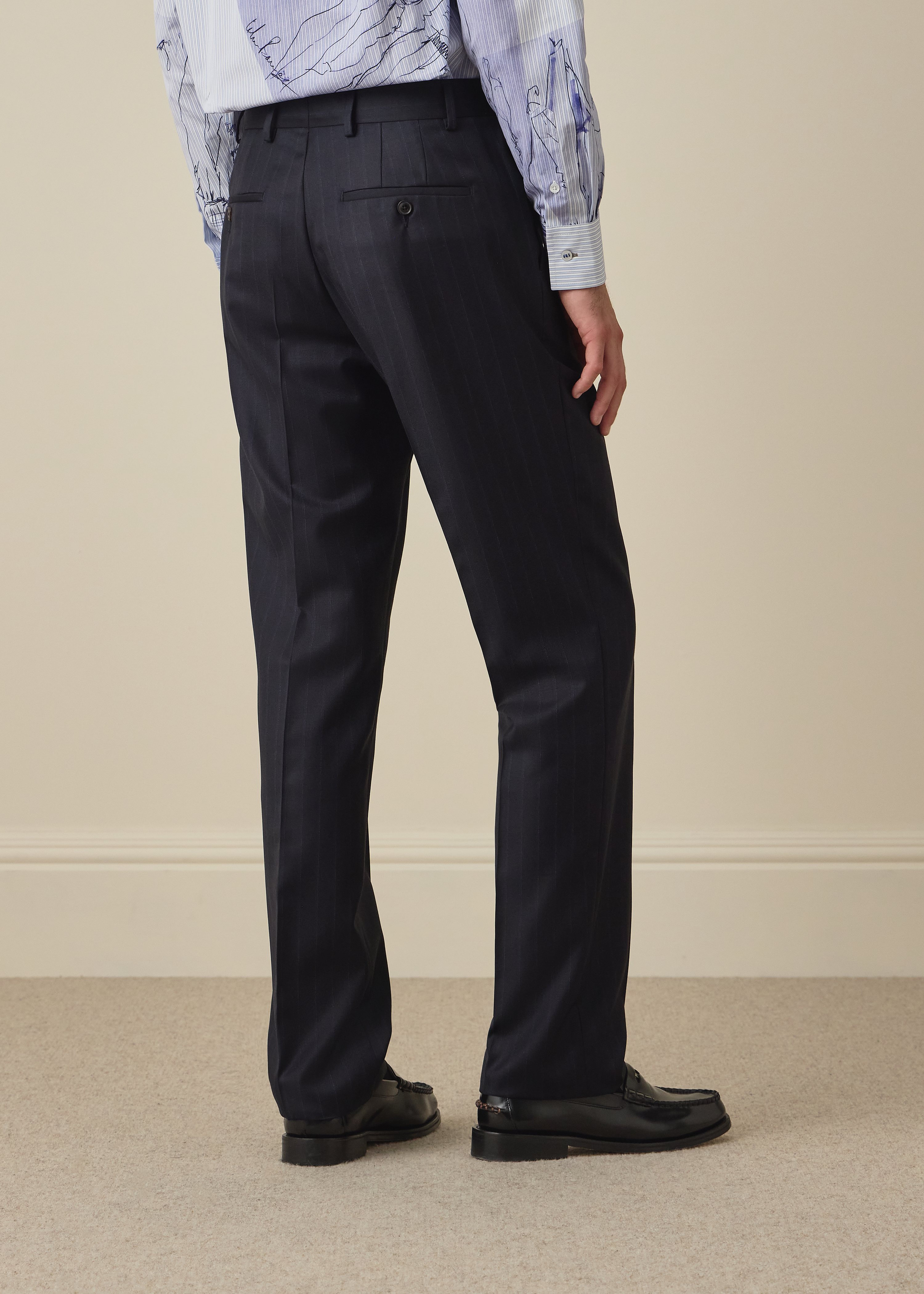 The Westbourne - Dark Navy Pinstripe Trousers thumbnail 4
