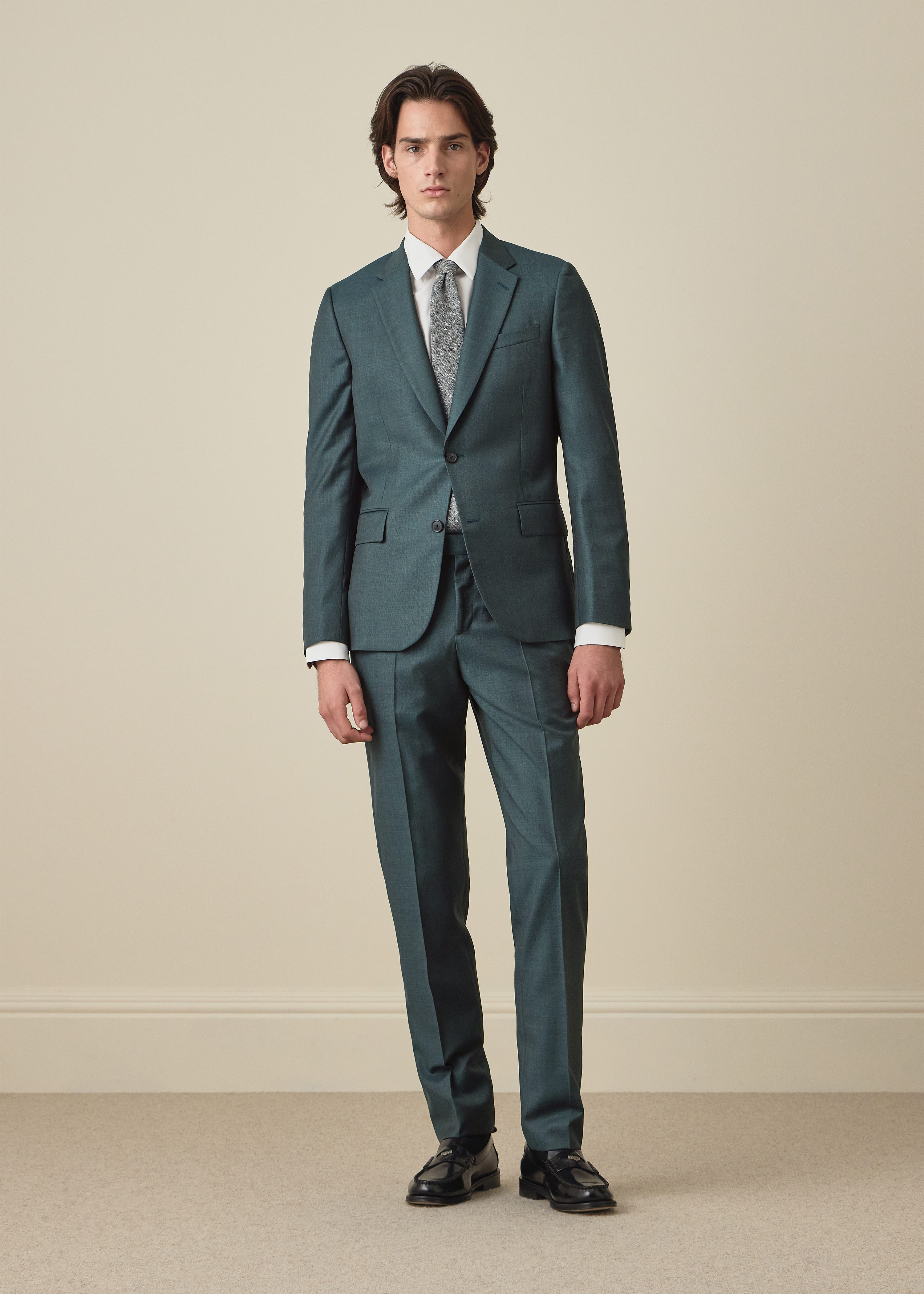 The Soho - Slate Green Sharkskin Wool Suit thumbnail 2