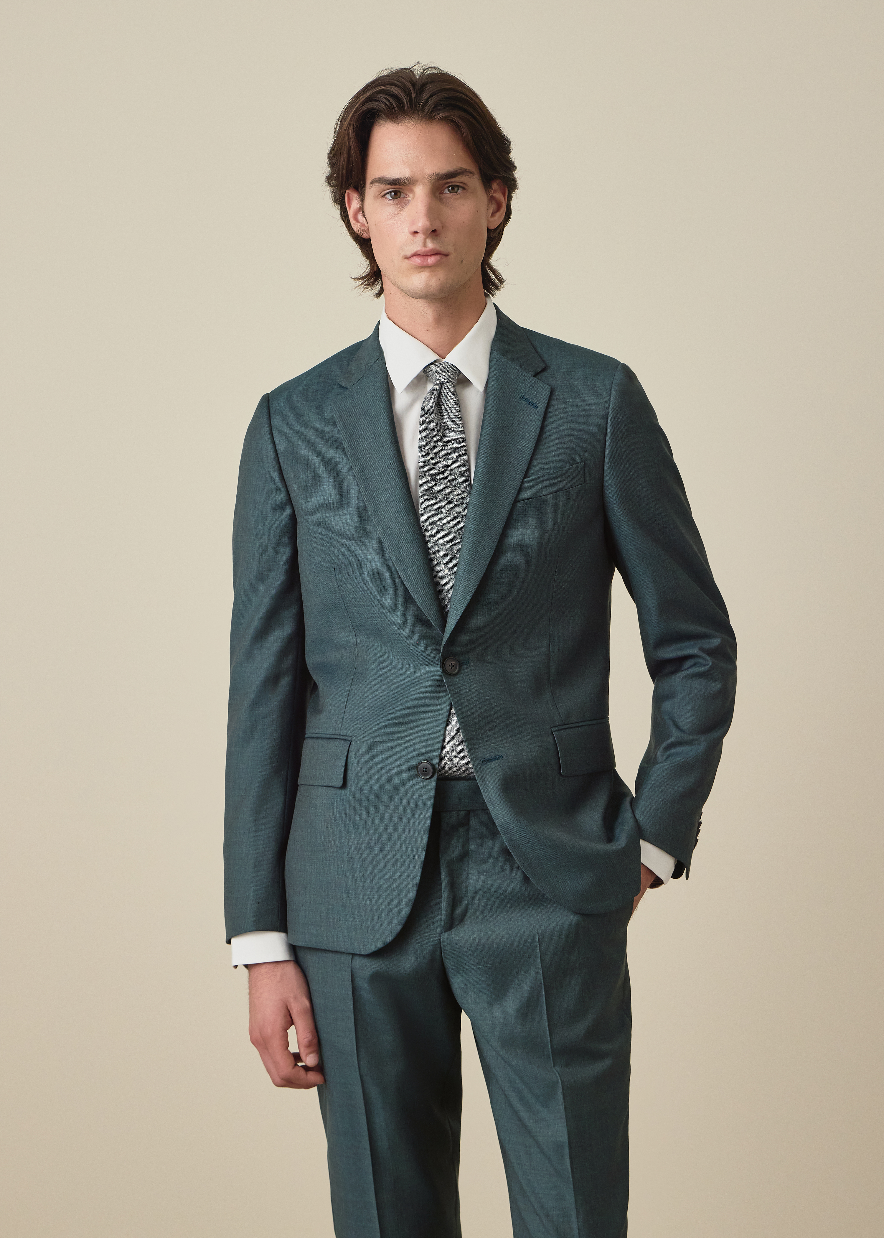 The Soho - Slate Green Sharkskin Wool Suit thumbnail 5