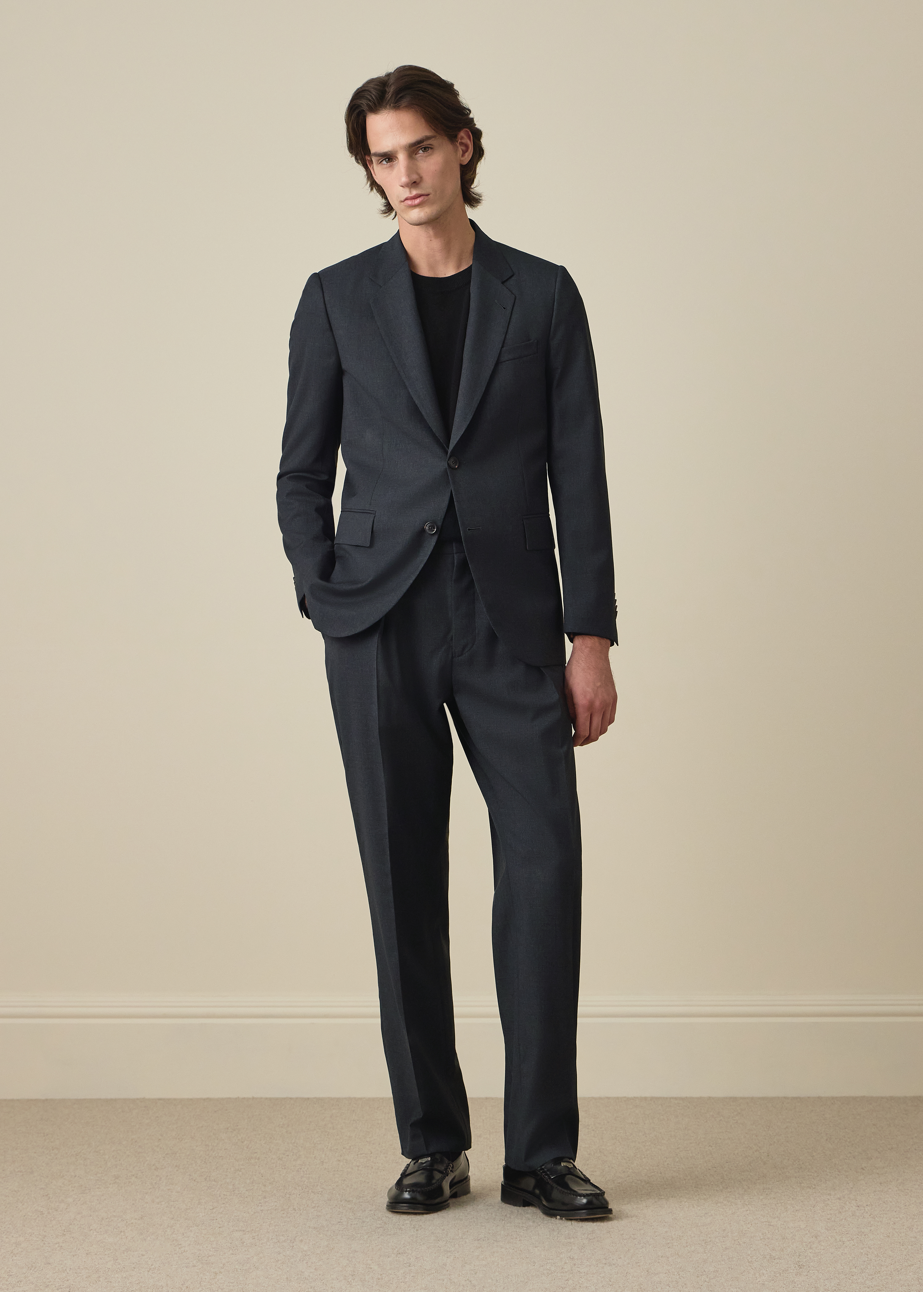 Dark Grey Shadow Check Wool Trousers thumbnail 7