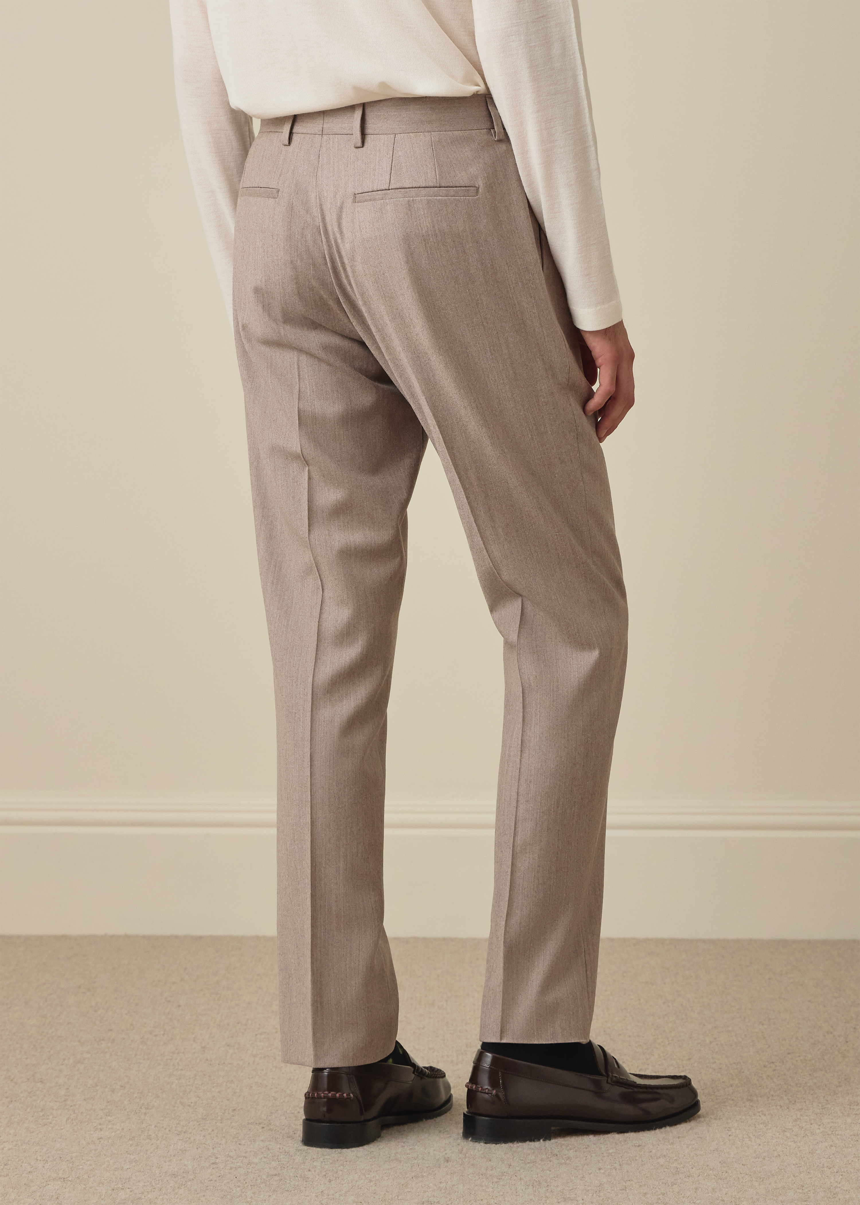 The Brierley - Light Beige Wool-Cashmere Flannel Trousers thumbnail 4