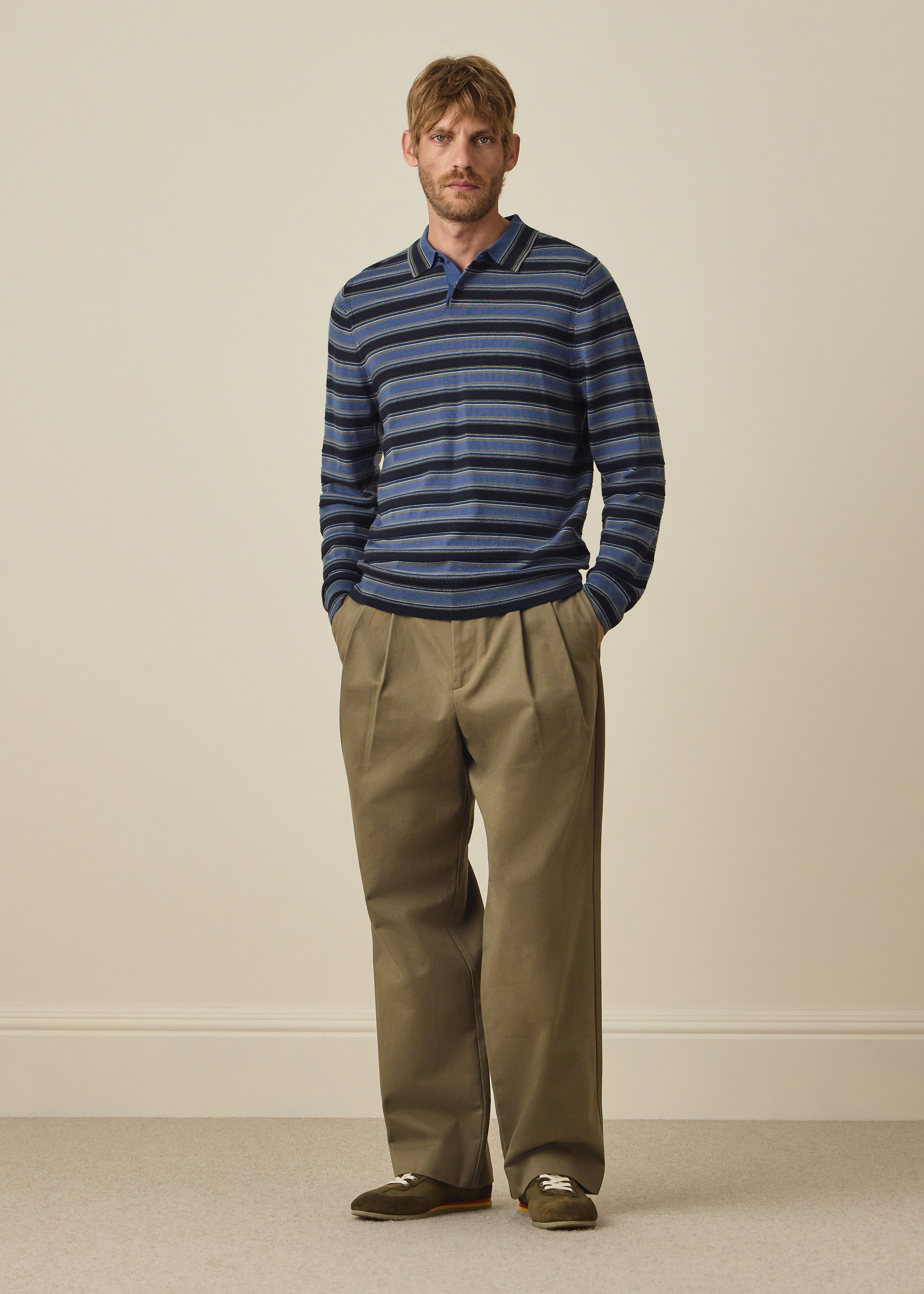 Relaxed-Fit Khaki Cotton-Twill Pleated Trousers thumbnail 6