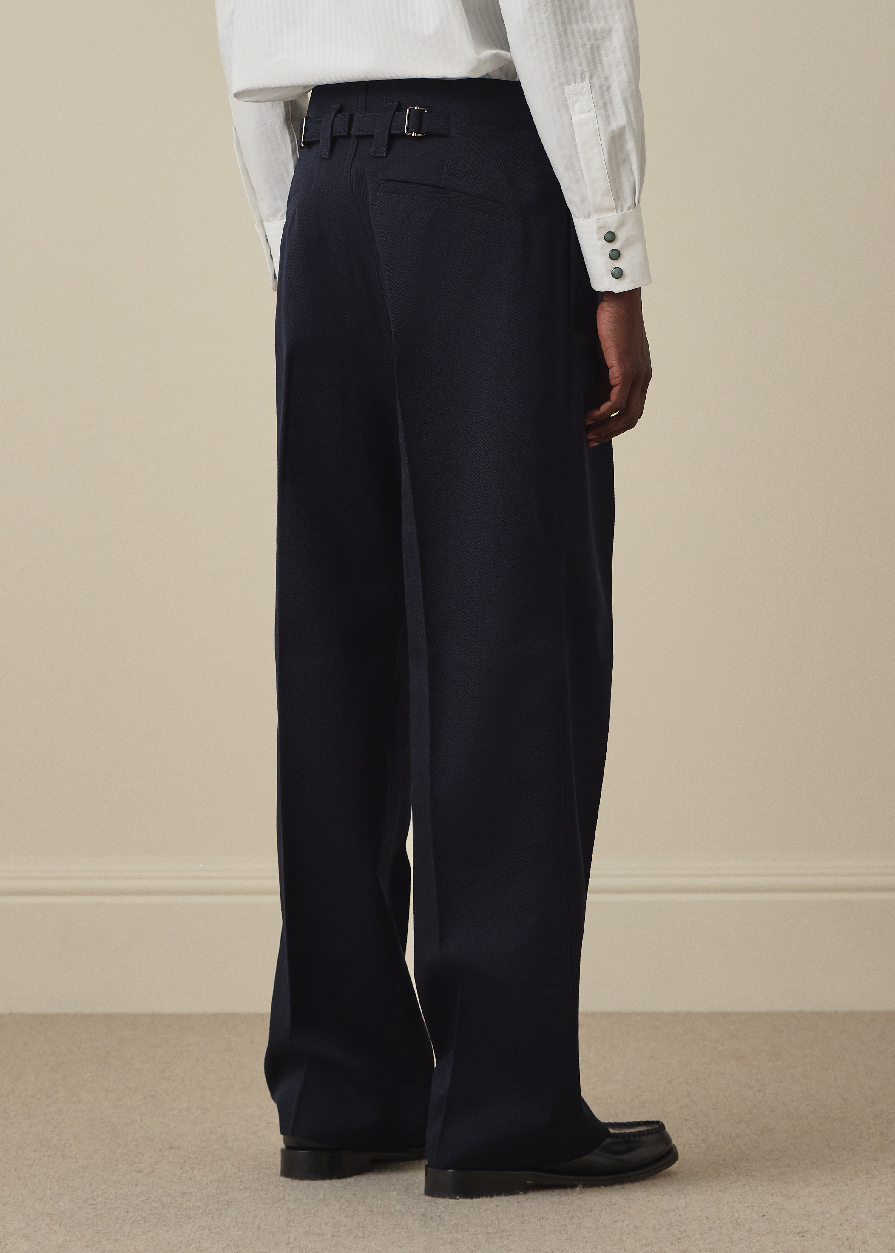 Relaxed-Fit Navy Wool-Twill Trousers thumbnail 4