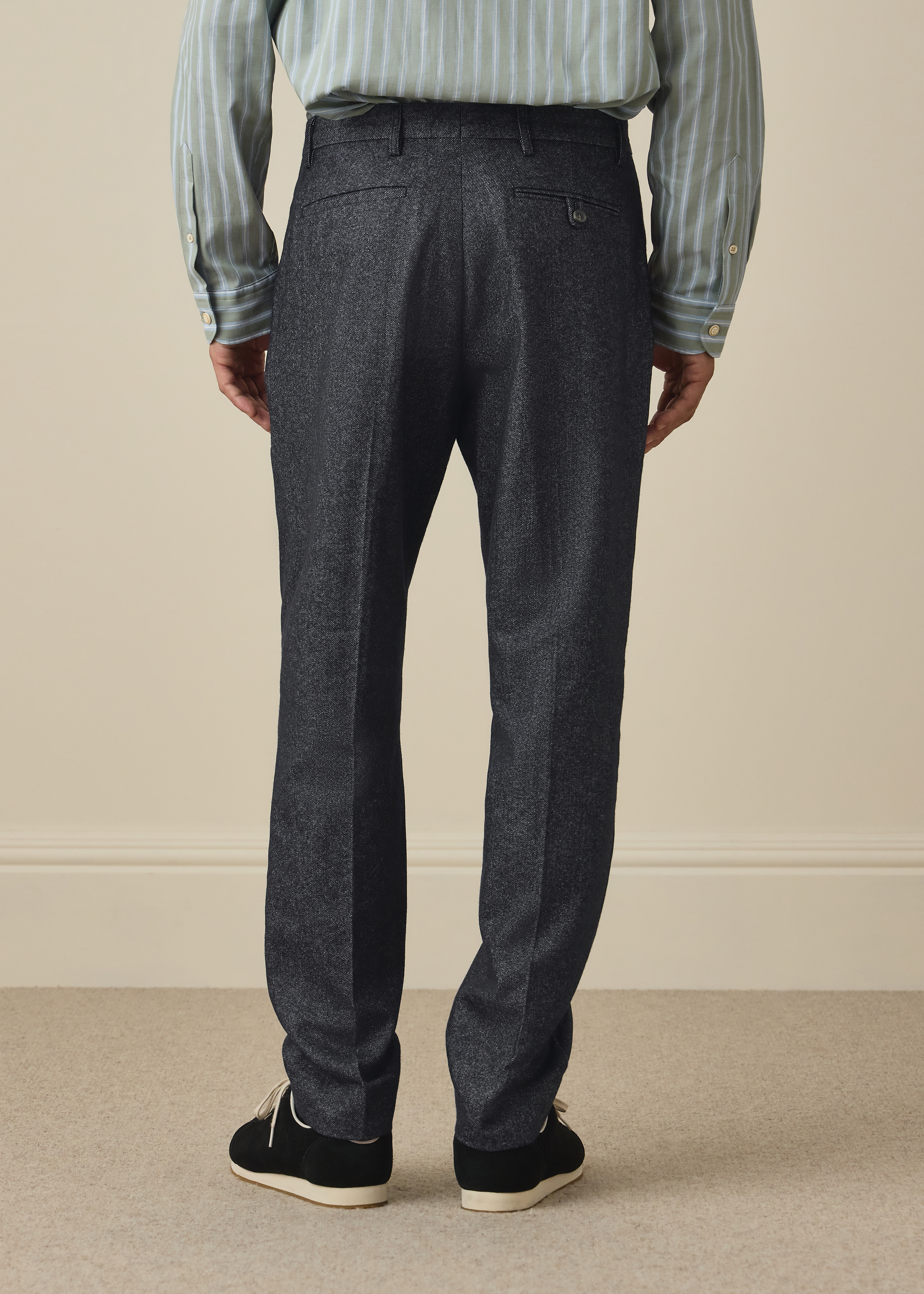 Indigo Cotton-Blend Flannel Trousers thumbnail 4