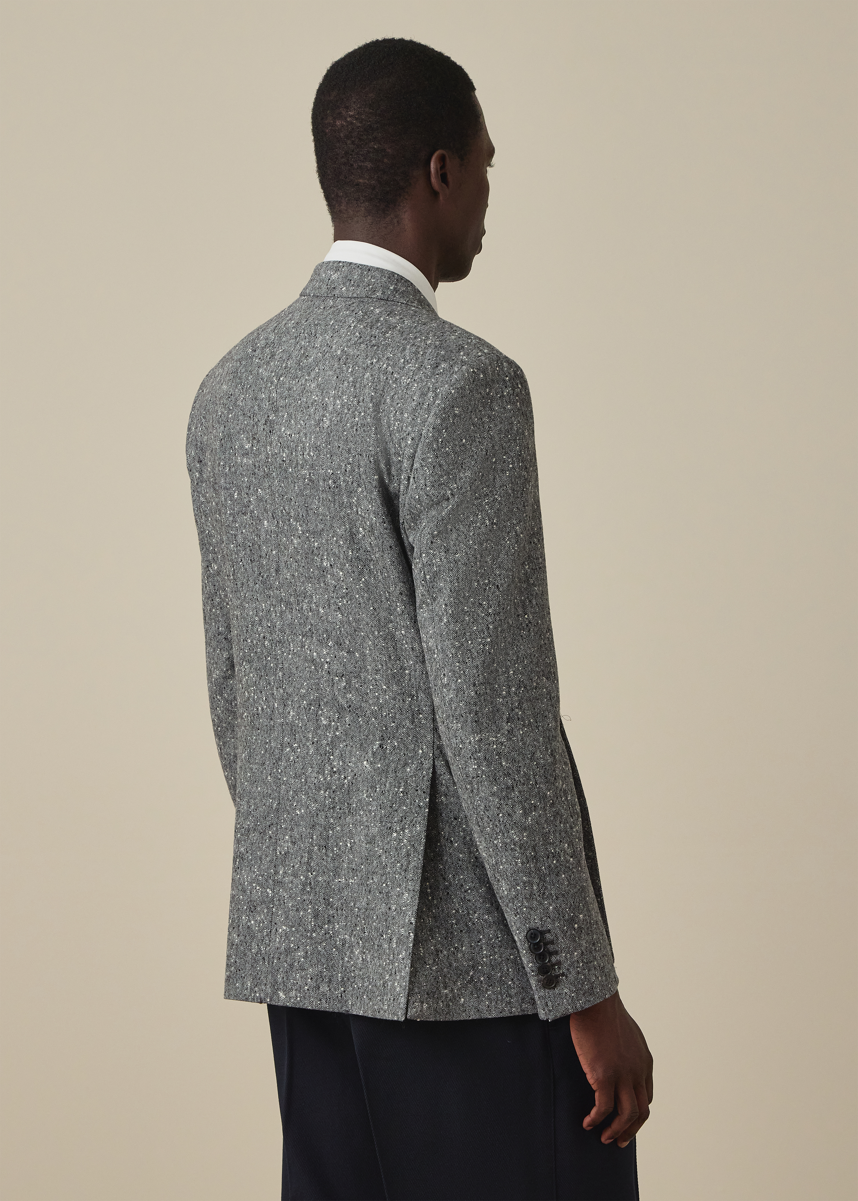 Light Grey Donegal Wool Double-Breasted Blazer thumbnail 4
