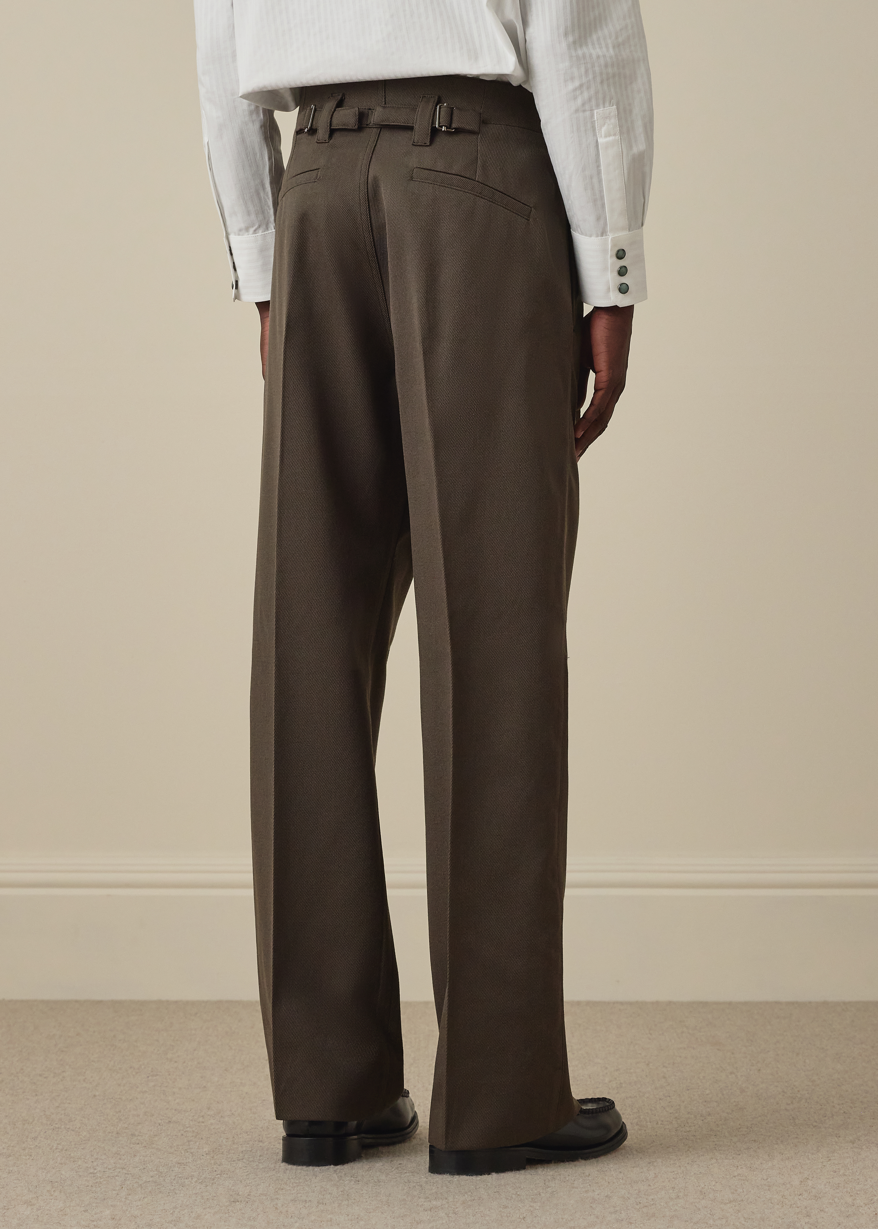 Relaxed-Fit Brown Wool-Twill Trousers thumbnail 4