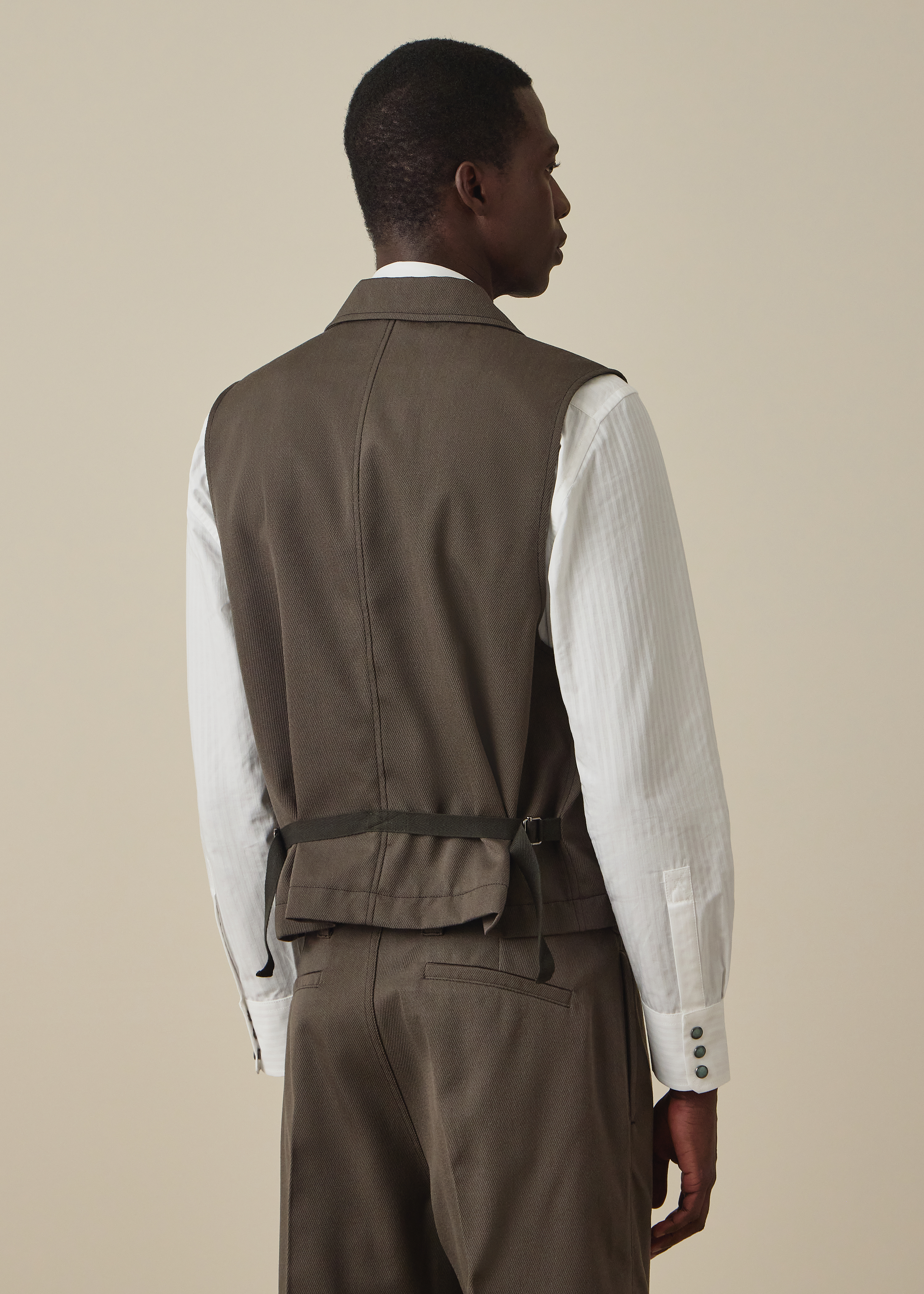 Brown Wool-Twill Vest Jacket thumbnail 4