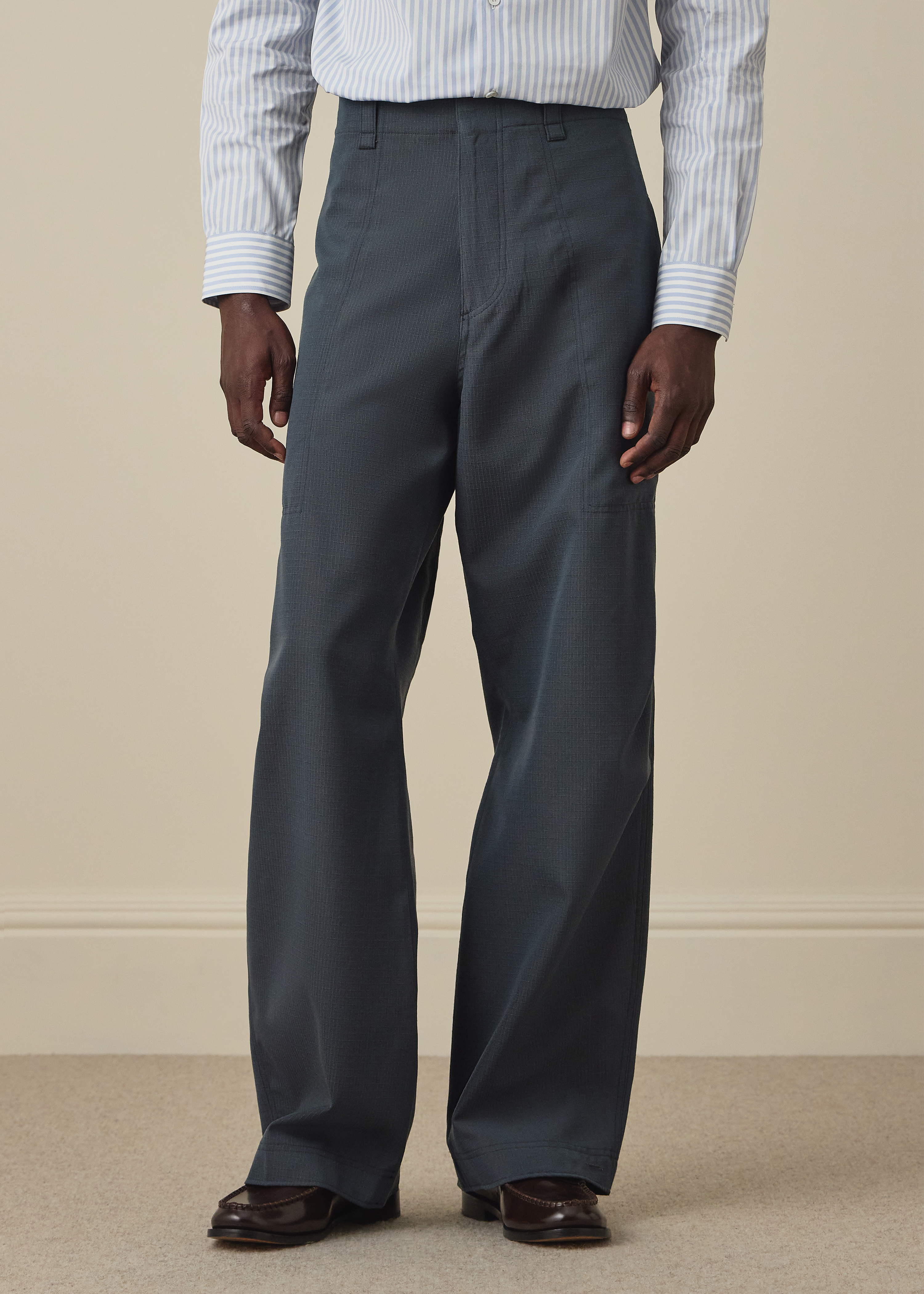 Steel Blue Wool-Ripstop Trousers thumbnail 2
