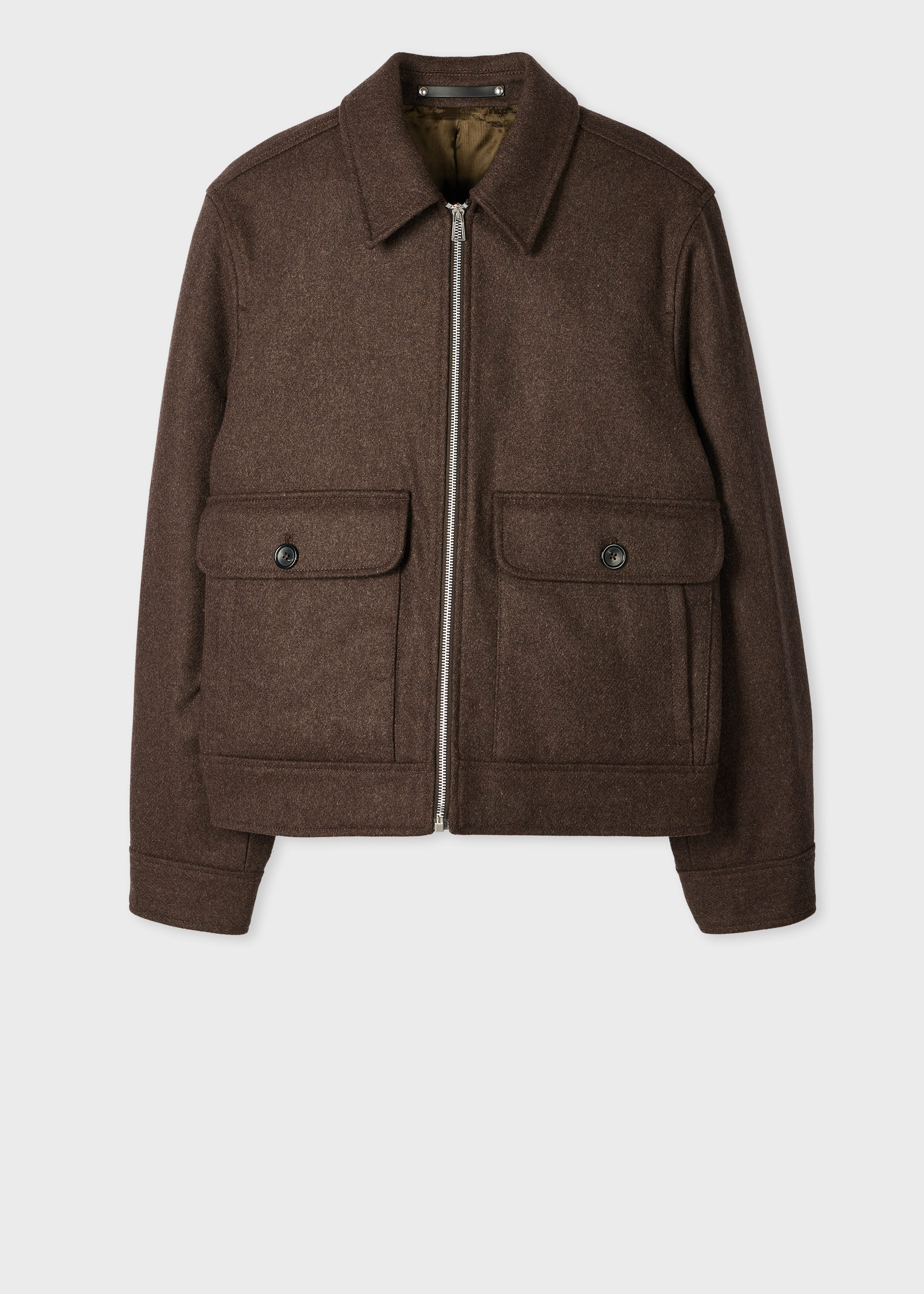 Brown Wool-Blend Cropped Patch-Pocket Jacket primary image
