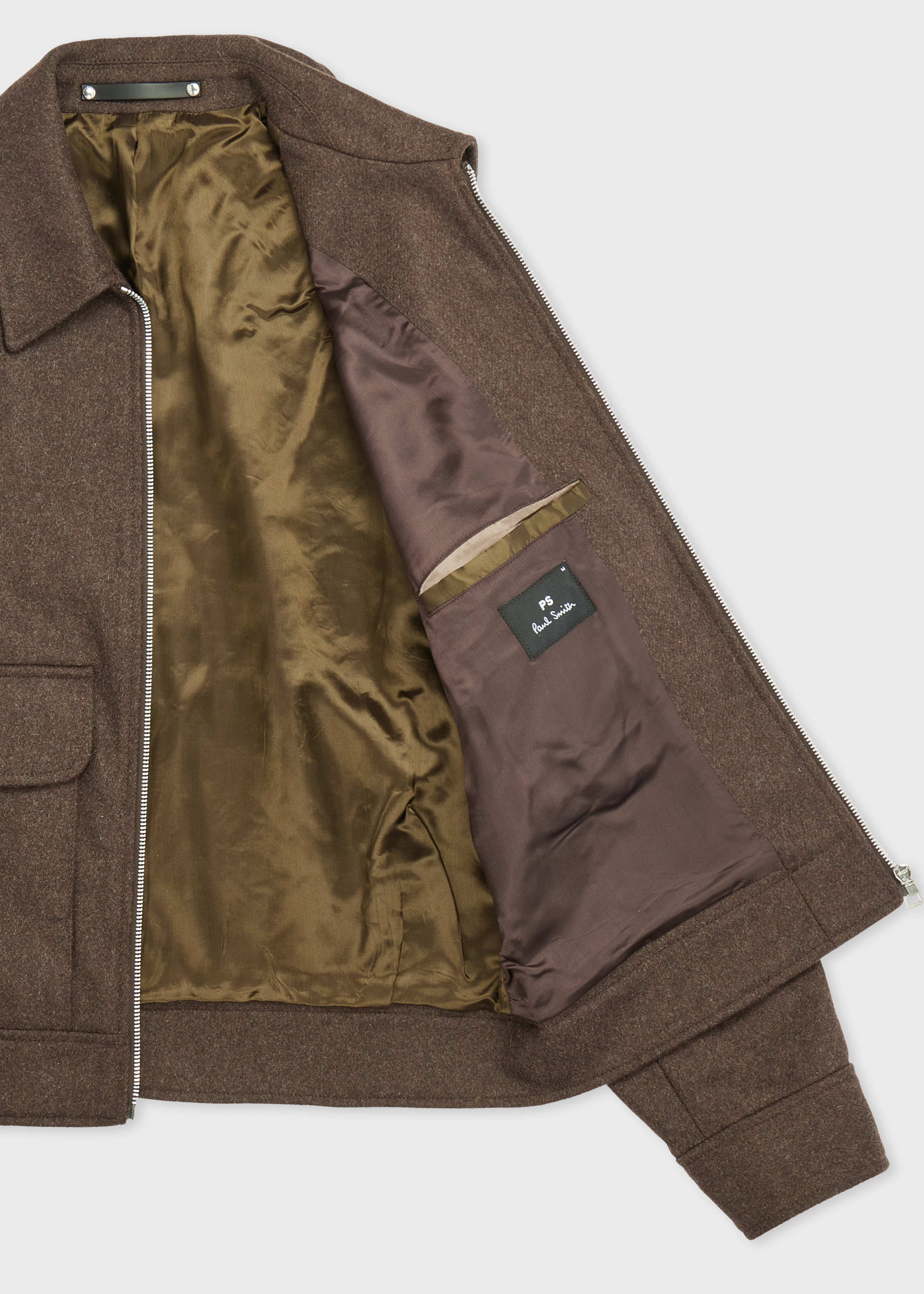 Brown Wool-Blend Cropped Patch-Pocket Jacket thumbnail 3