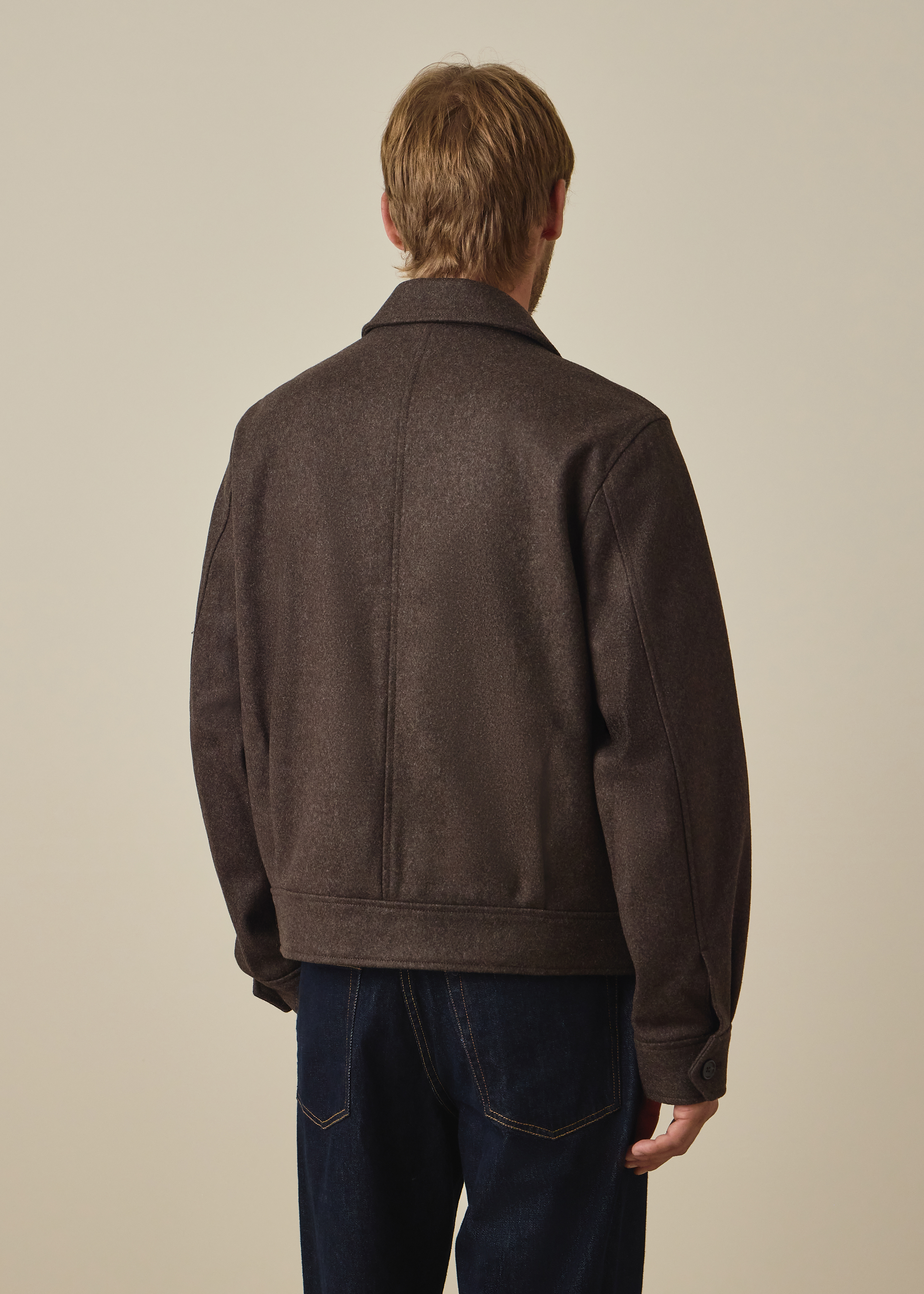 Brown Wool-Blend Cropped Patch-Pocket Jacket thumbnail 4
