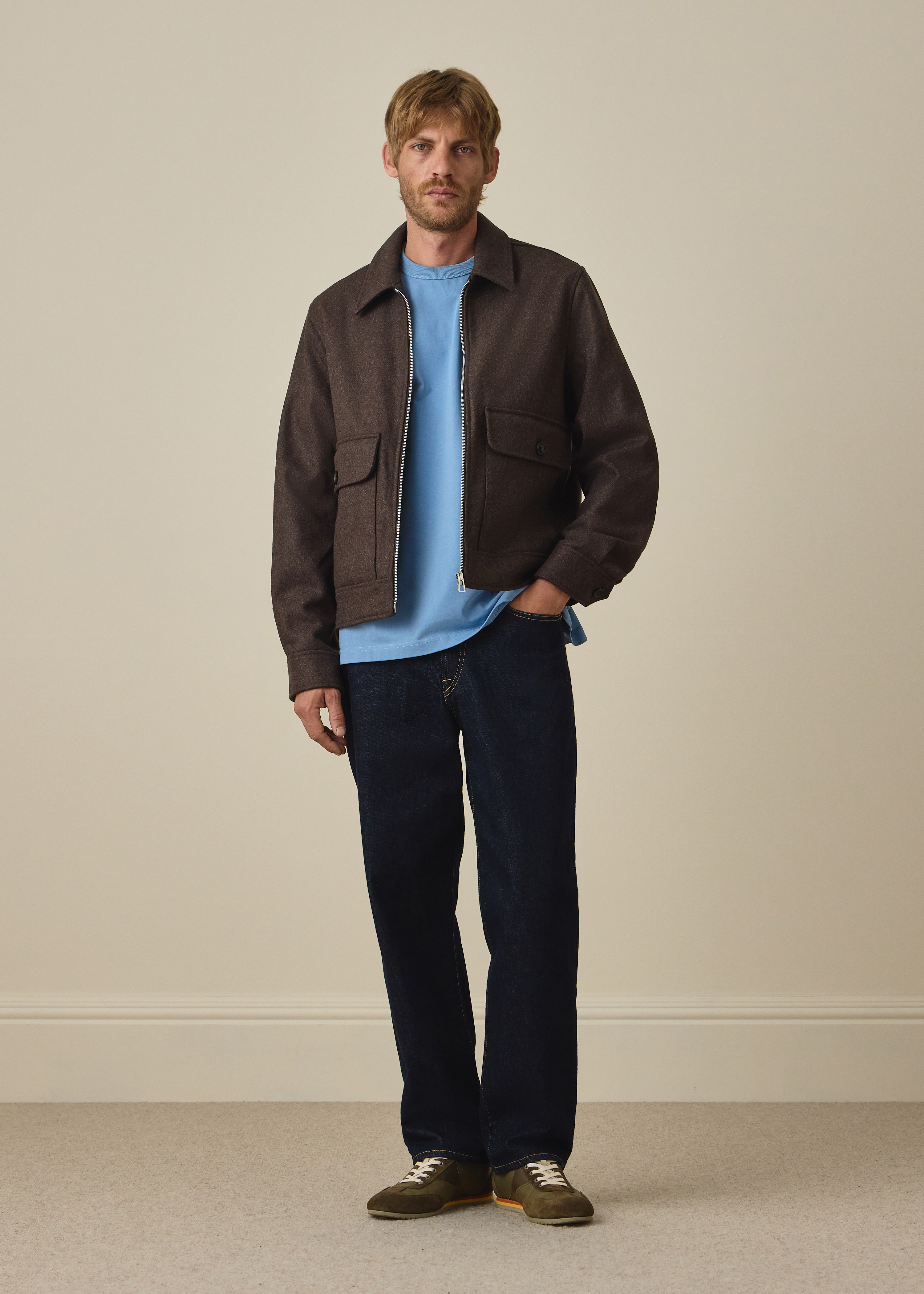 Brown Wool-Blend Cropped Patch-Pocket Jacket thumbnail 6