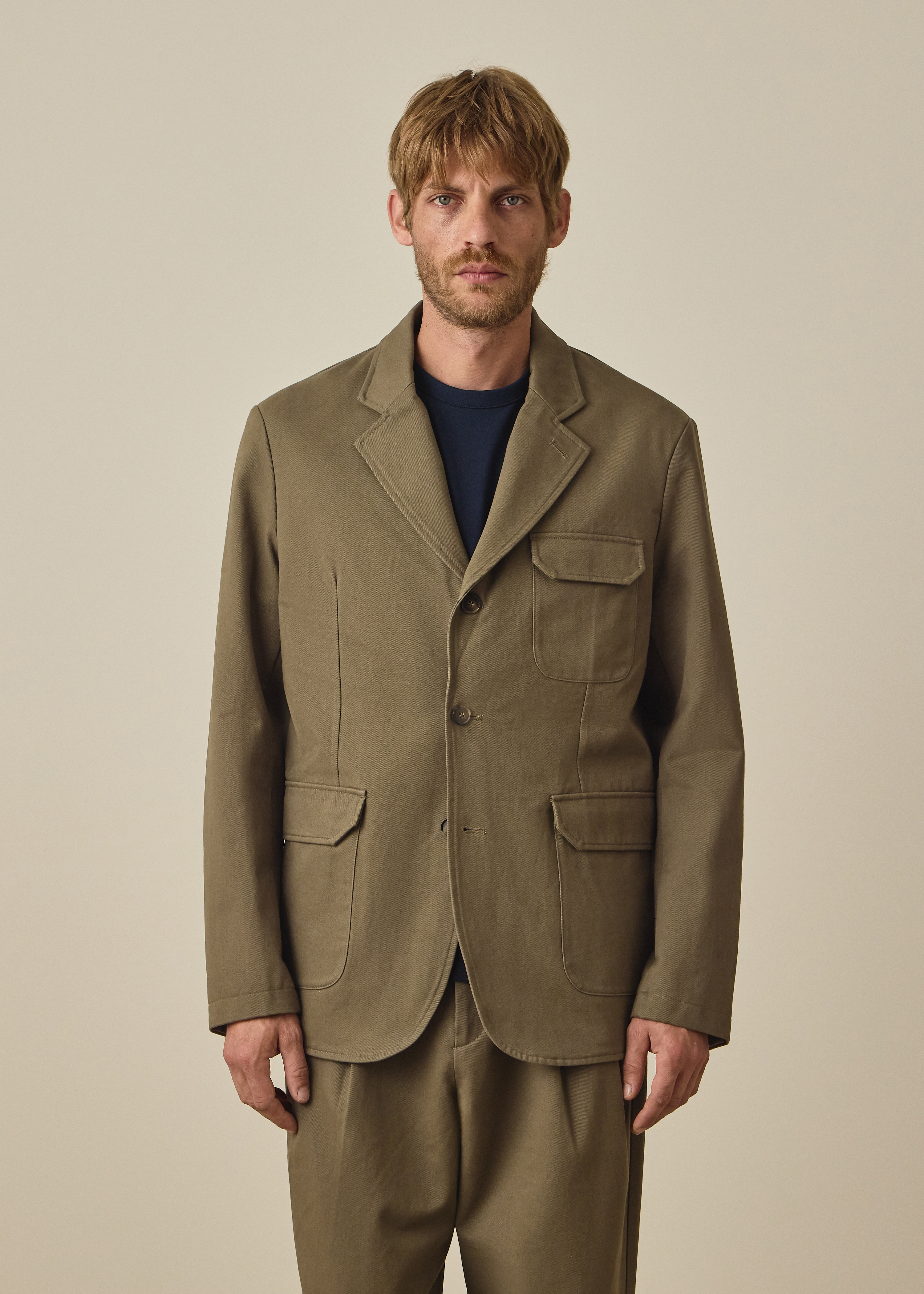 Khaki Cotton-Twill Utility Blazer thumbnail 2