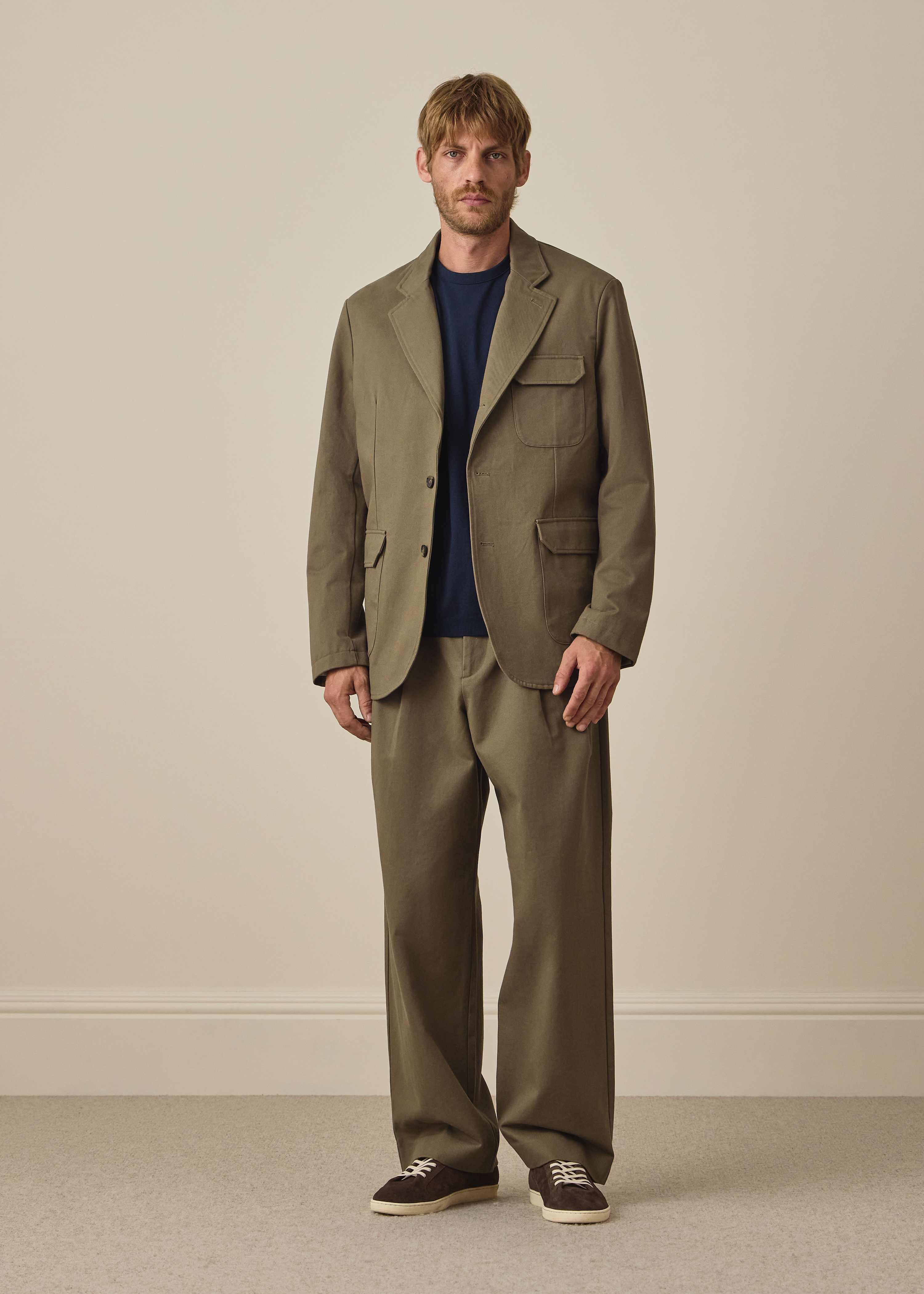 Khaki Cotton-Twill Utility Blazer thumbnail 7