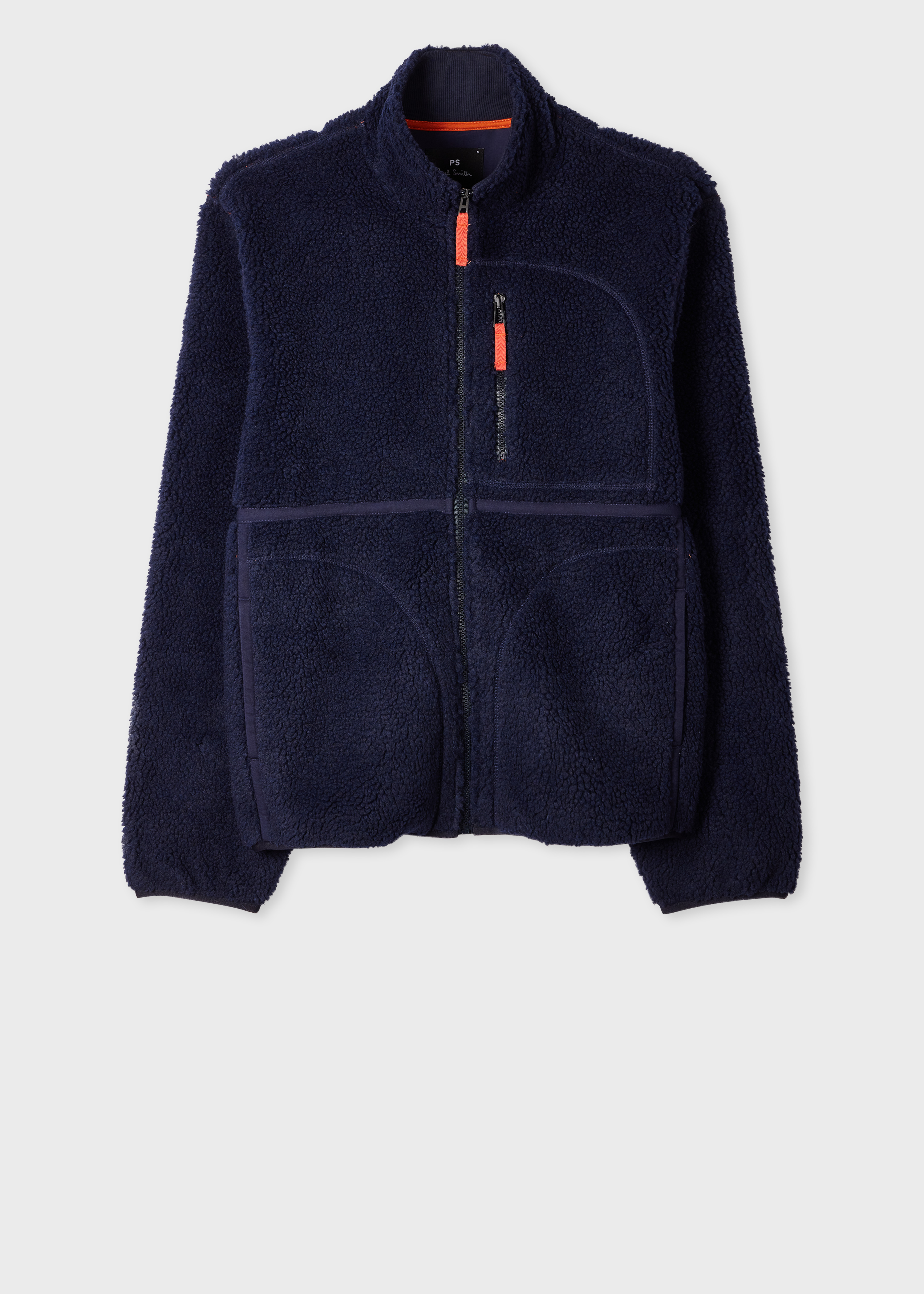 Navy Zip Sherpa Fleece Jacket