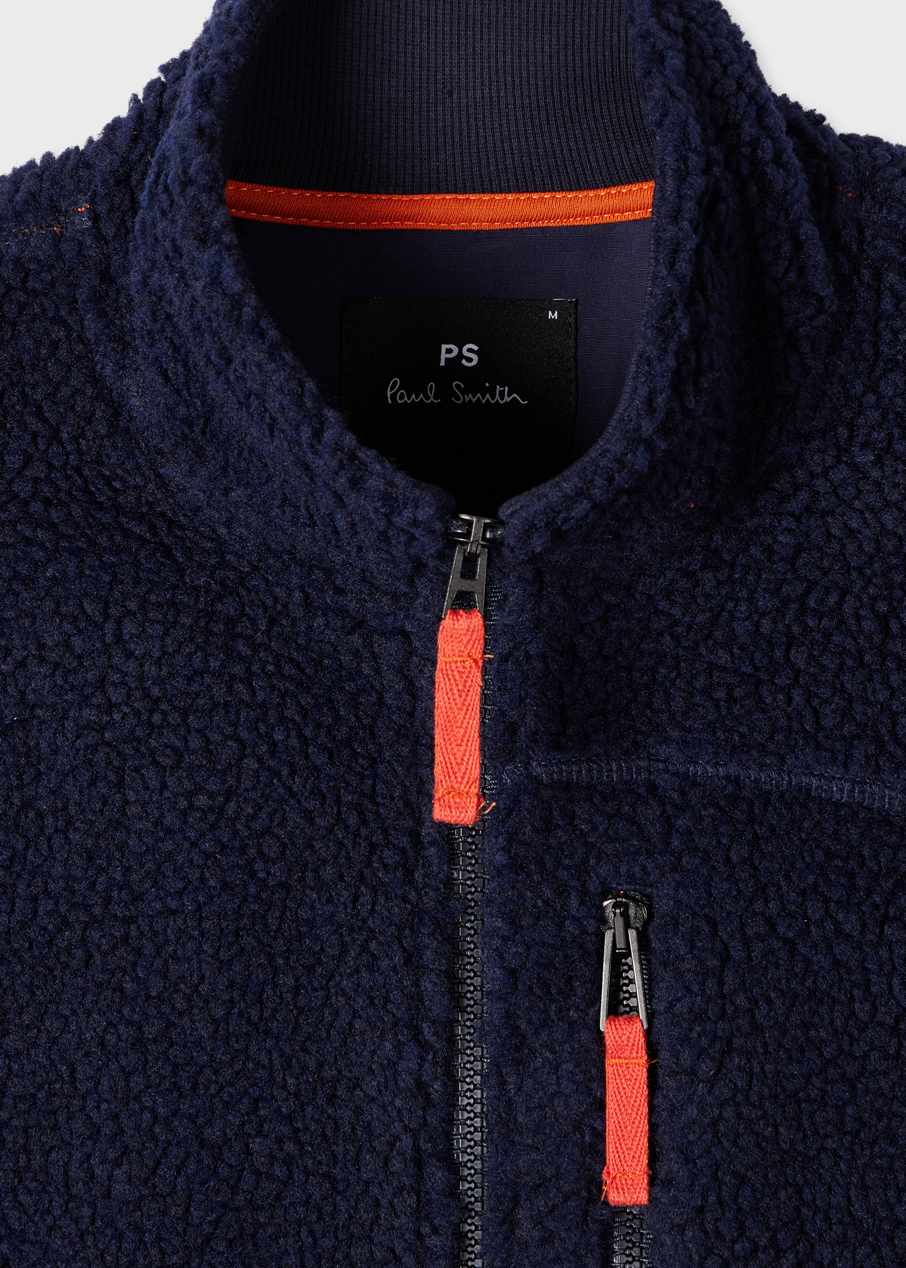 Navy Zip Sherpa Fleece Jacket thumbnail 4