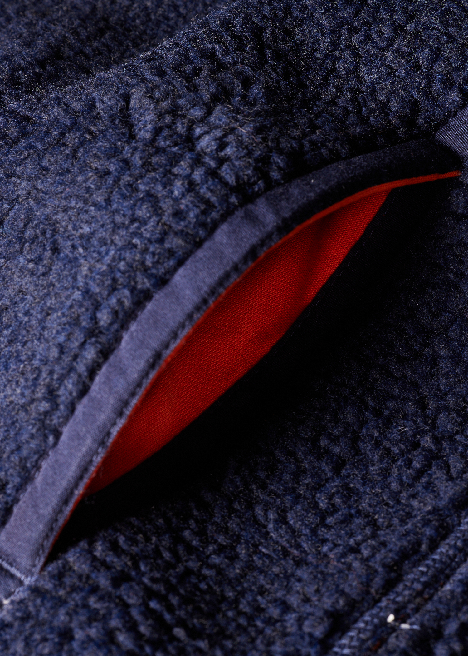 Navy Zip Sherpa Fleece Jacket thumbnail 5