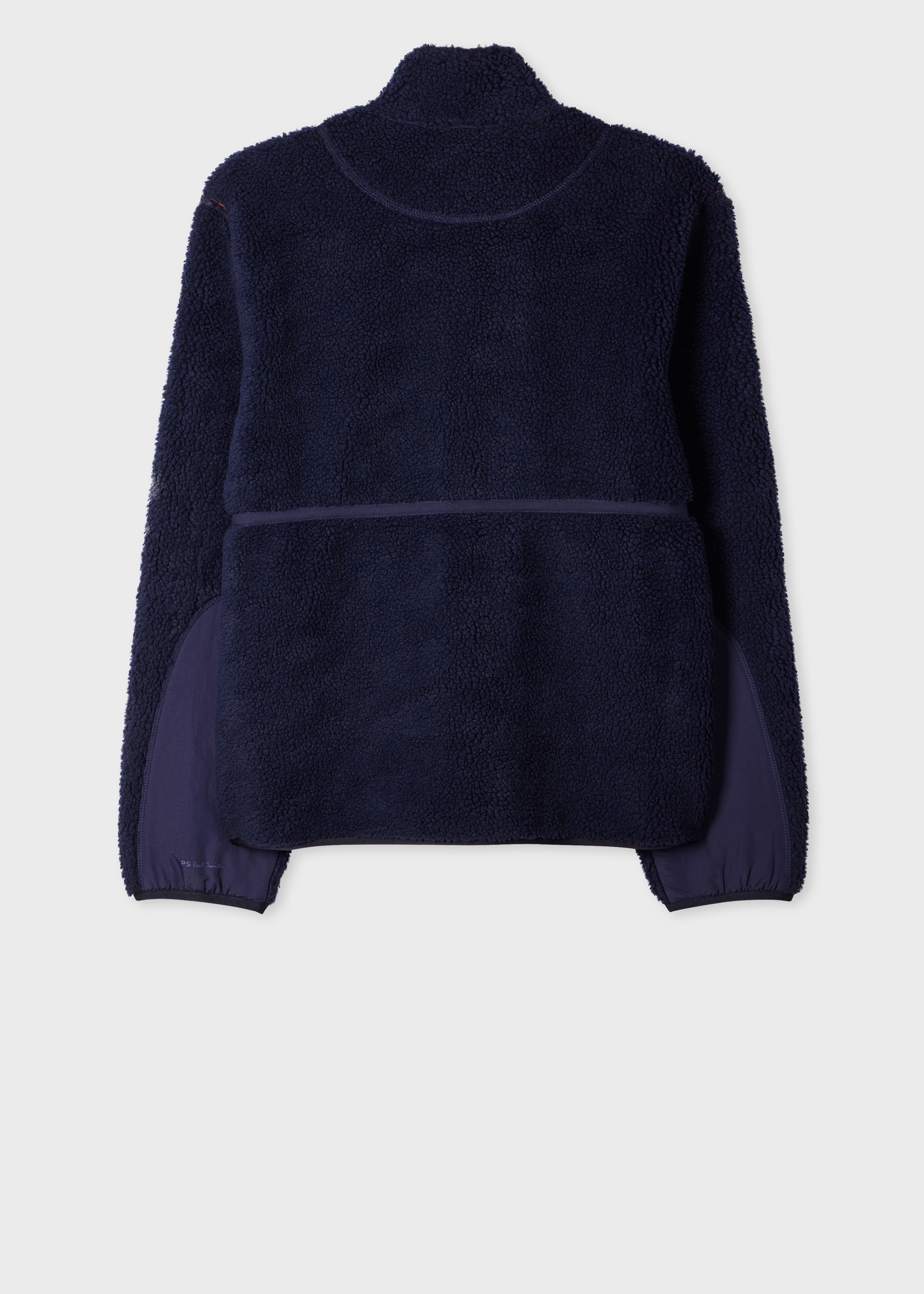 Navy Zip Sherpa Fleece Jacket thumbnail 3
