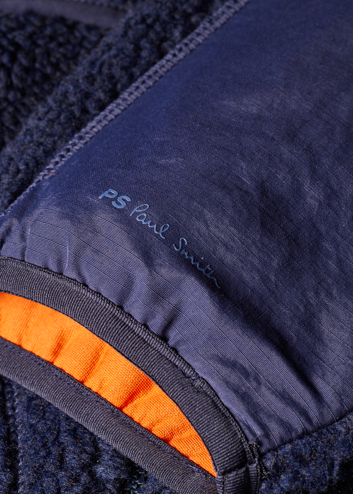 Navy Zip Sherpa Fleece Jacket thumbnail 6