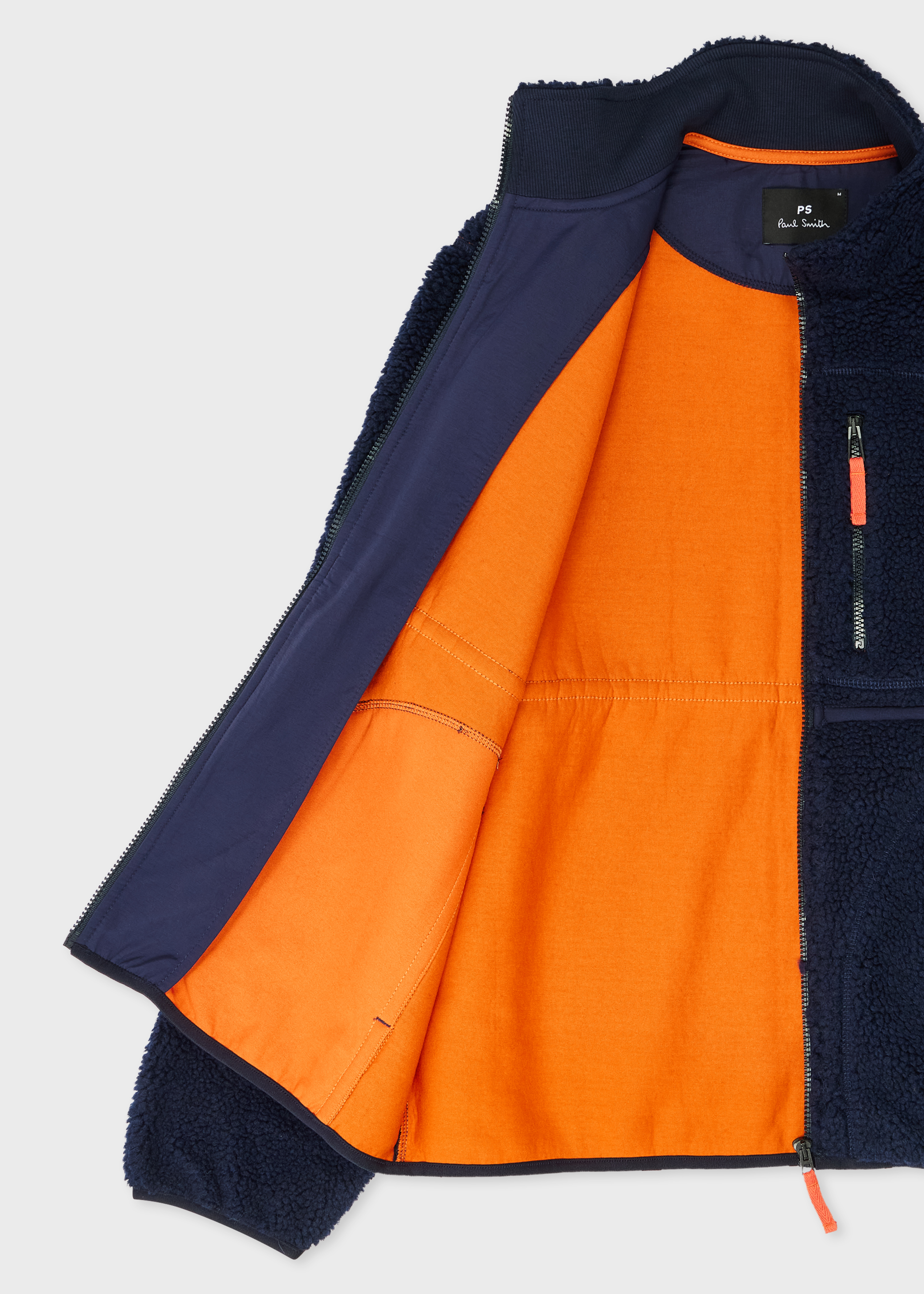 Navy Zip Sherpa Fleece Jacket thumbnail 2