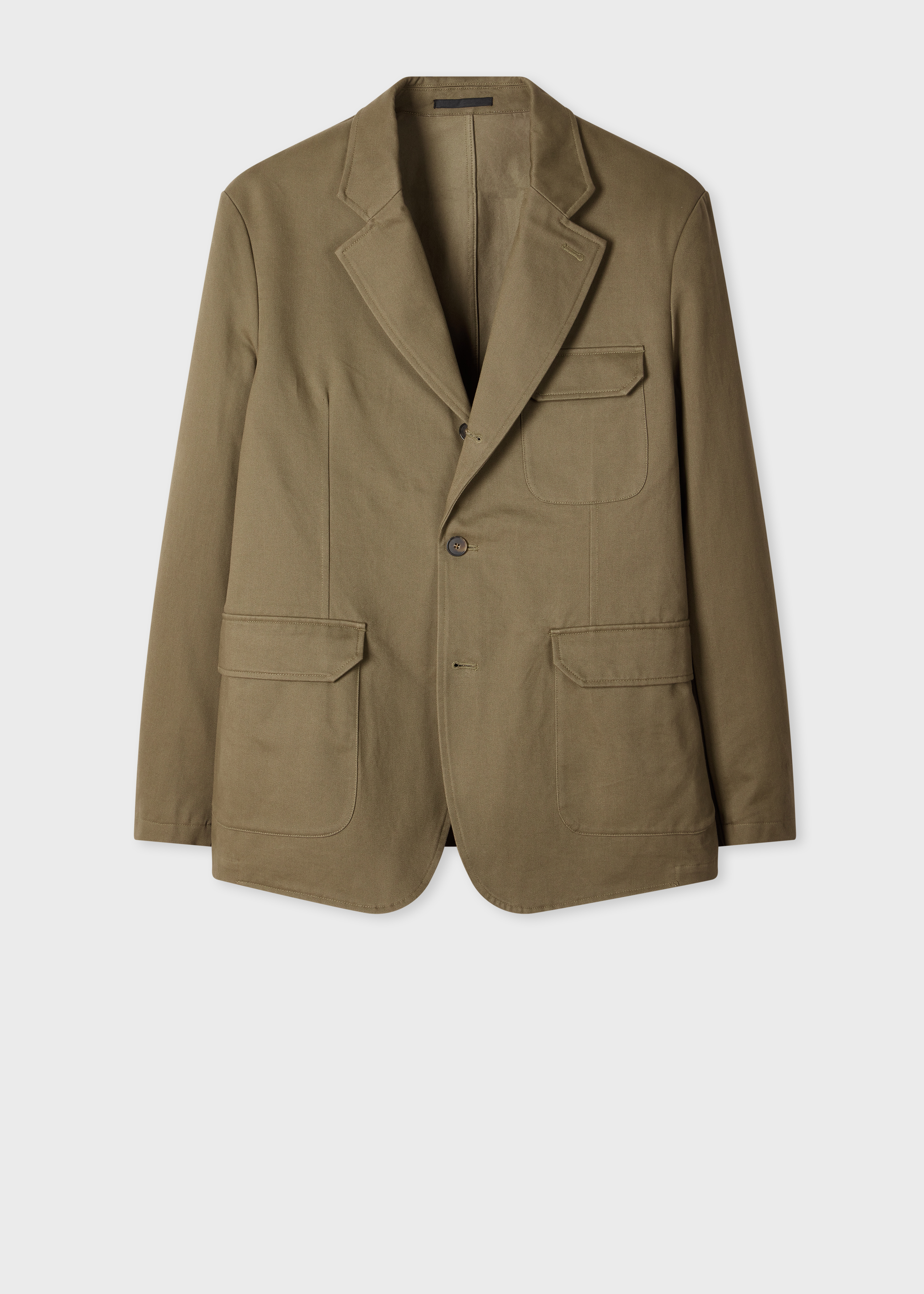 Khaki Cotton-Twill Utility Blazer